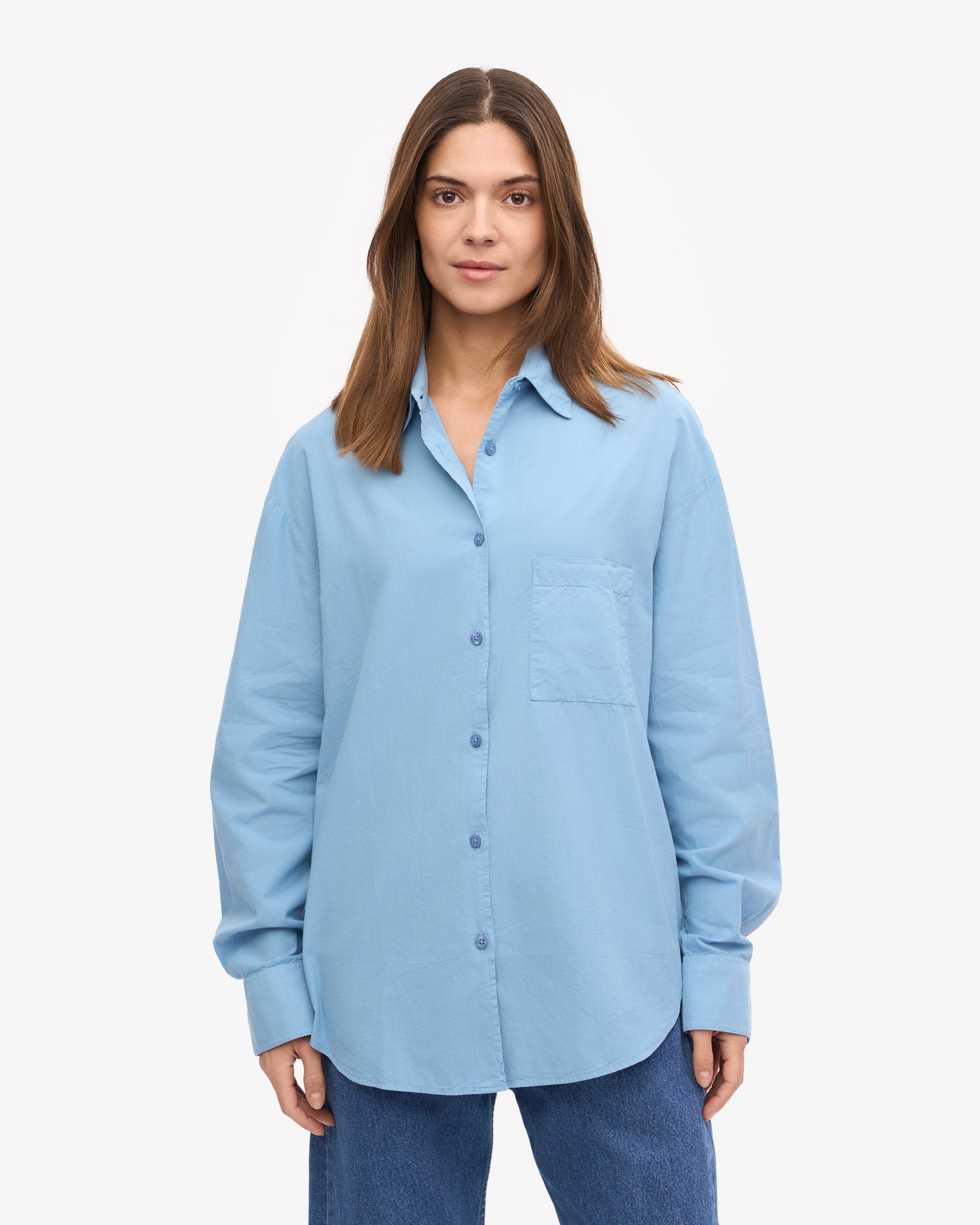 Organic Oversized Shirt for Women - Soft Linen Blend in Seaside Blue - Perfect for Beach Outings, Casual Wear & Summer Fashion