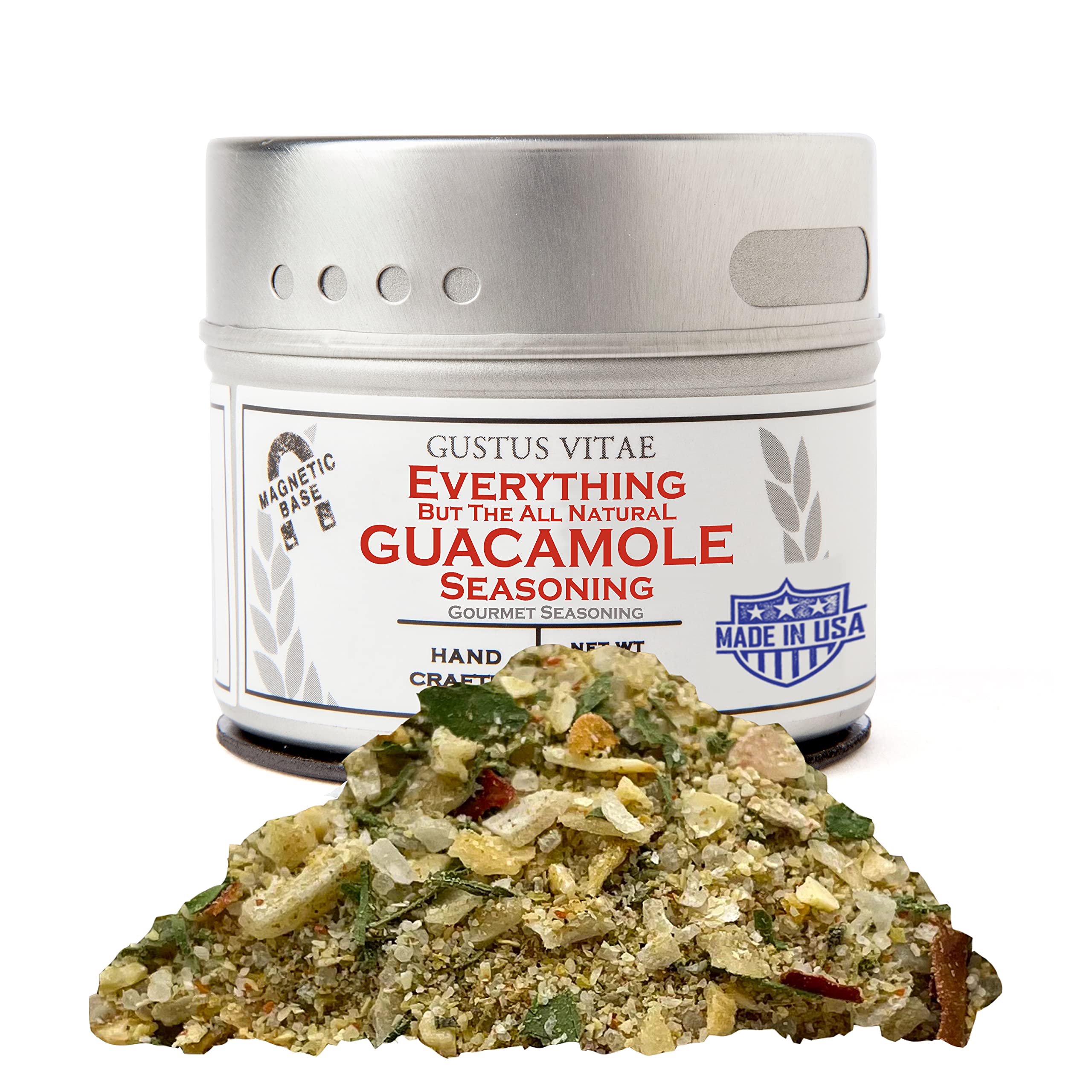 Premium All Natural Guacamole Seasoning Mix - Non-GMO, Handcrafted in USA - Artisanal Spice Blend for Avocados, Tacos & Dips - Sustainable, GLP-1 Friendly Gourmet Seasoning in Magnetic Tin - Perfect for Parties, BBQs & Healthy Snacking