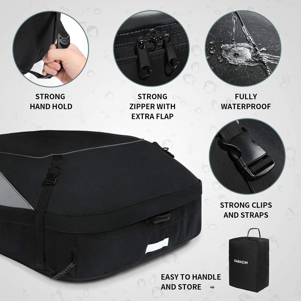 25 Cubic Feet Waterproof Roof Top Cargo Carrier Bag with 6 Door Hooks - Universal Fit for All Vehicles (With/Without Rack) - Perfect for Road Trips, Camping Gear Storage & SUV Travel Accessories