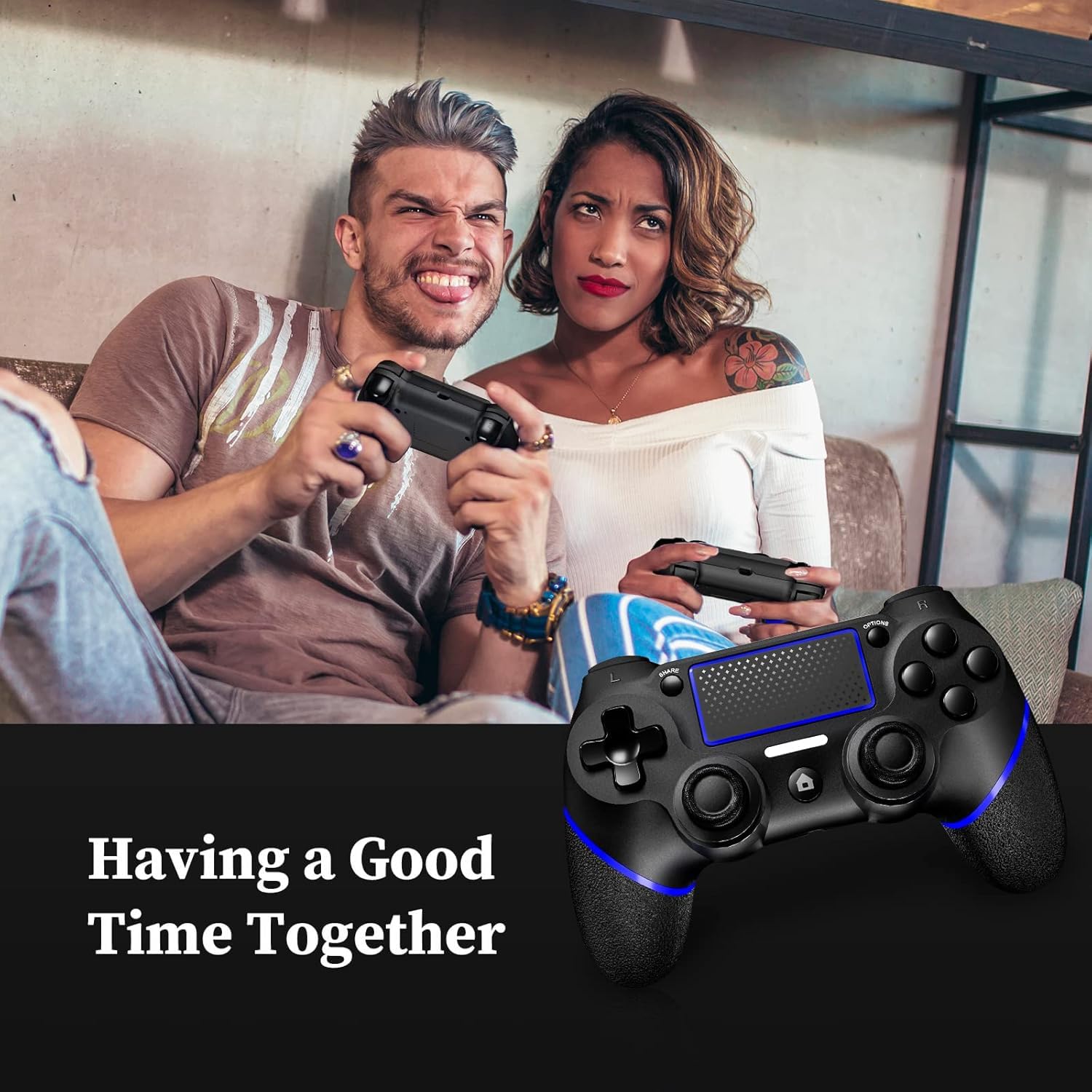Lyyes Wireless PS4 Controller 2 Pack - Dual Shock Gamepad with Non-Slip Grip & Motion Sensing for Playstation 4 Console - Perfect for Multiplayer Gaming & Long Play Sessions