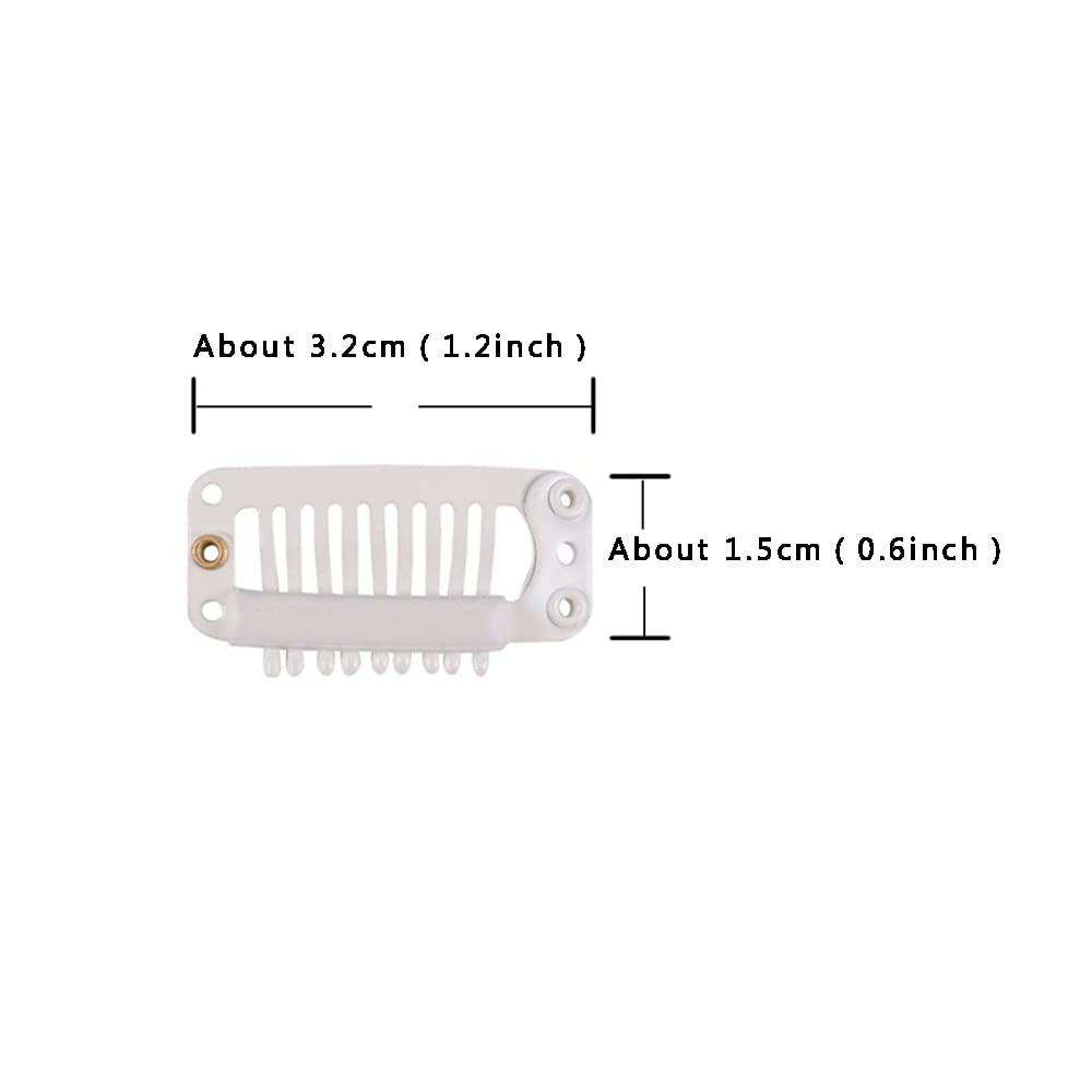 24 Pcs YANTAISIYU 32mm 9-Teeth Snap Wig Clips - Metal Hair Extensions Clips Comb for Wigs, Hairpieces & Extensions (Blonde) - Perfect for Styling, Volume Boost & Secure Hold