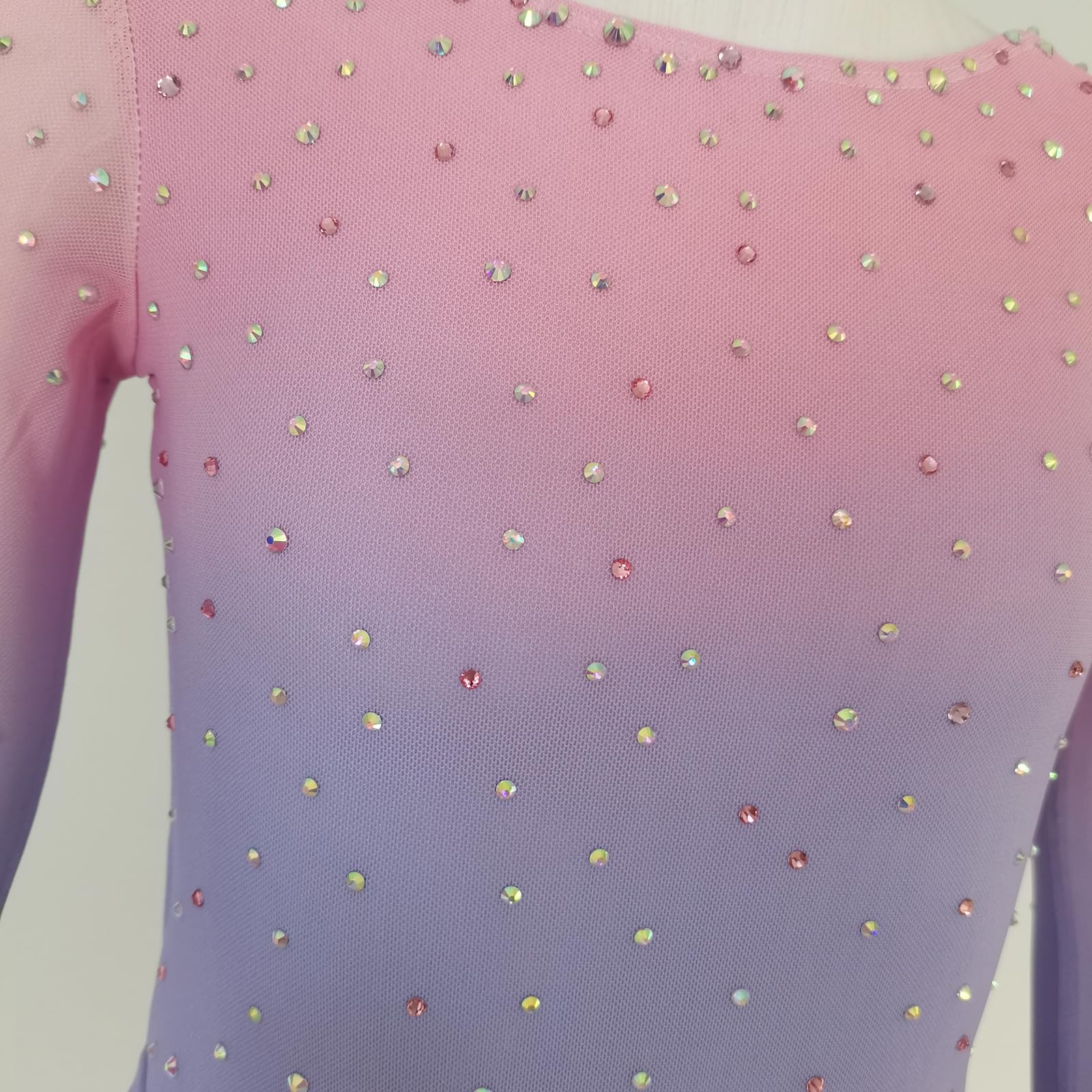 Girls' Pink Figure Skating Dress - Sparkly Performance & Competition Costume for Ice Skating Shows, Recitals, and Events