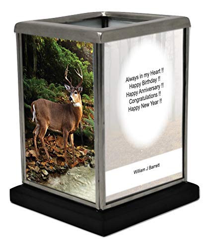 Custom Photo Glass Candle Holder with Tea Light Insert - Personalized Memorial Candle with Engraved Text - Unique Birthday, Anniversary & Sympathy Gift (Forest Retreat Theme) for Home Decor, Wedding Centerpiece & Memorial Ceremonies