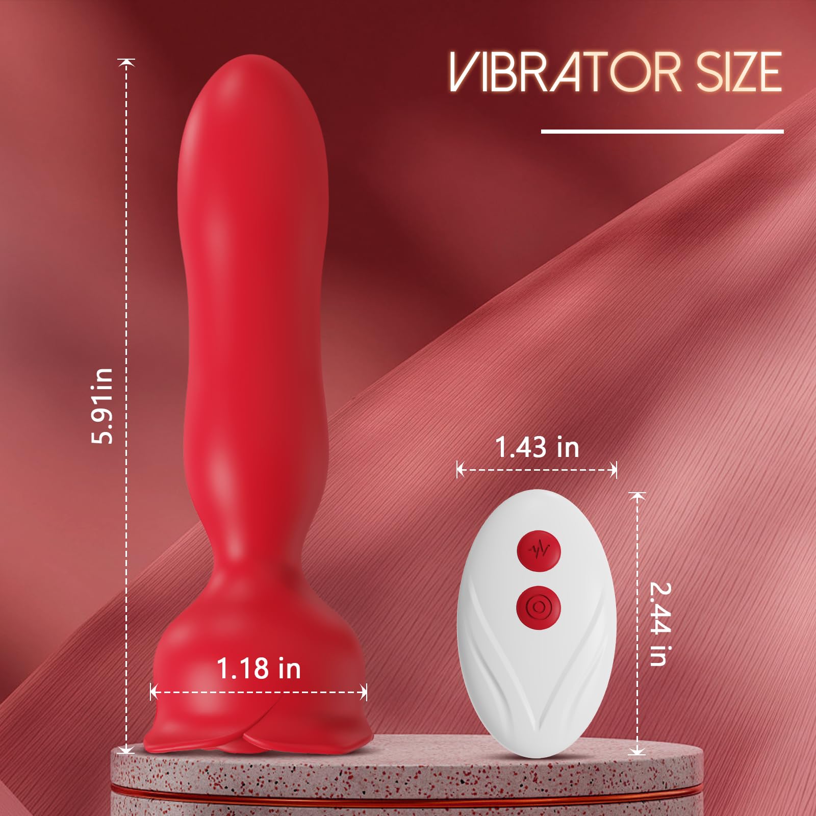 Rose Anal Vibrator - 10 Speed Rechargeable Waterproof Remote Control Vibrating Anal Plug for Women & Couples | Sensual Massage, Foreplay & Intimate Play (Red)