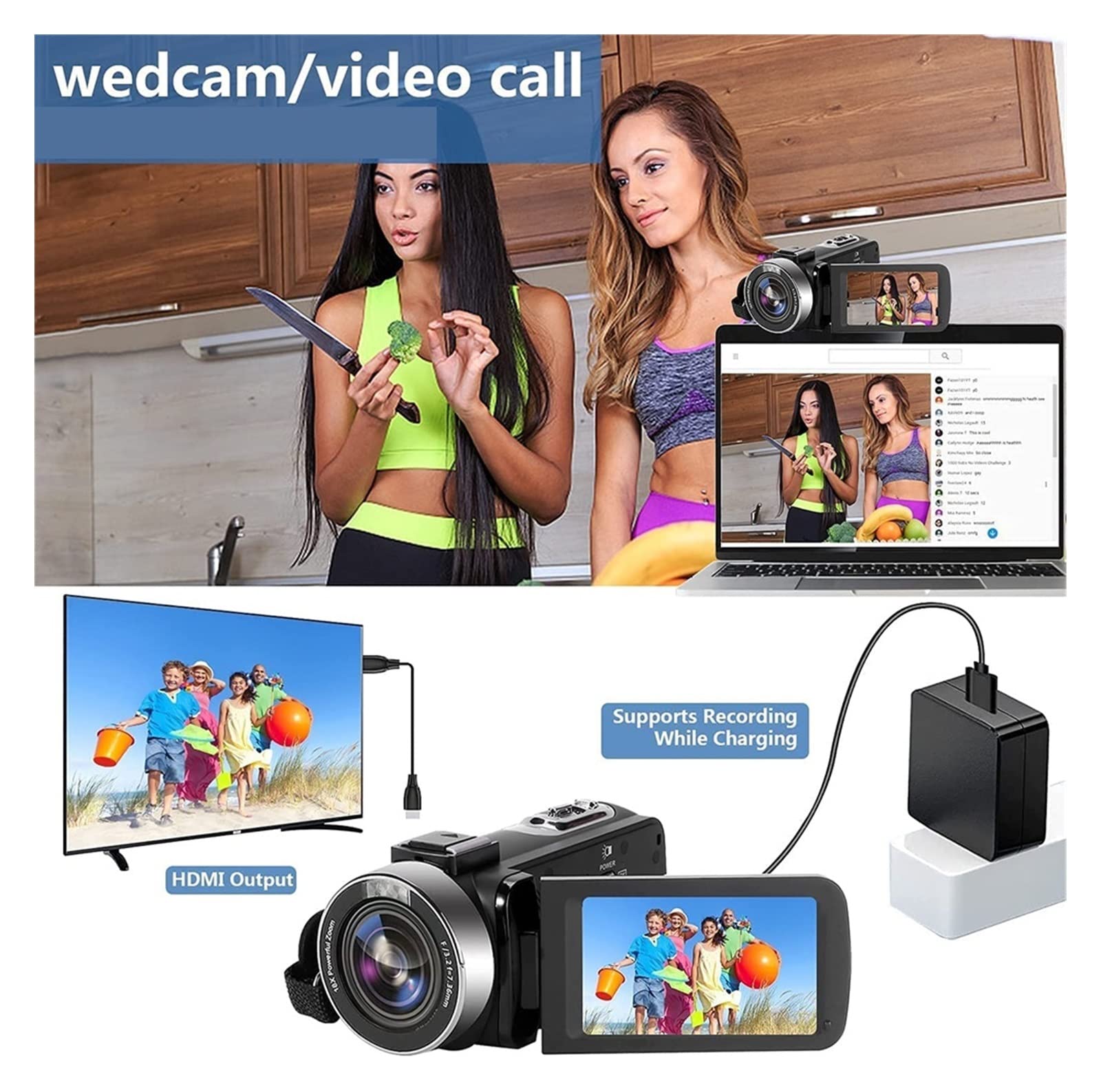 BODORME 4K 48MP Vlogging Camera with Touch Screen & Fill Light - Perfect for YouTube & Travel Vlogging