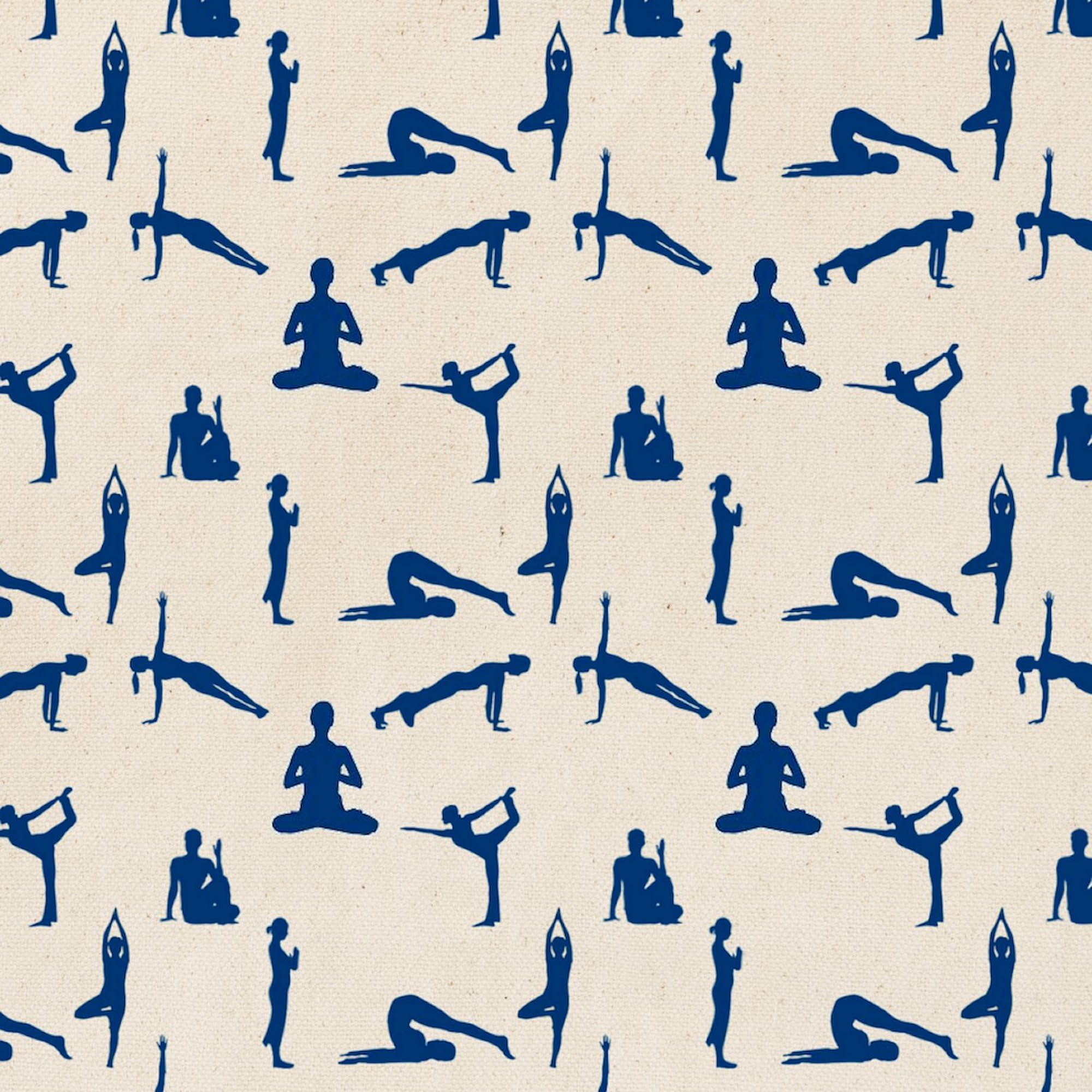 Eco-Friendly Yoga Poses Canvas Tote Bag - Reusable Natural Cotton Shopping Bag for Yoga Class, Gym & Groceries