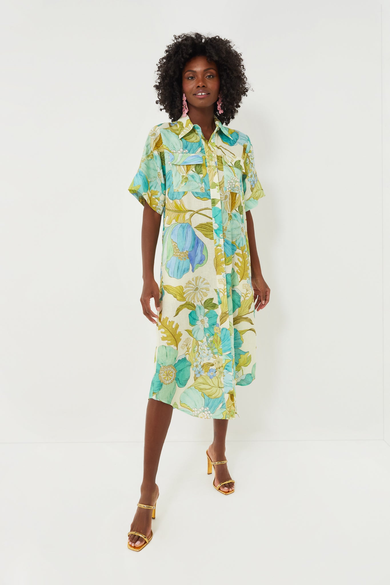 Blue Janis Shirtdress for Women | Casual & Stylish Button Down Dress | Perfect for Office, Brunch & Everyday Wear