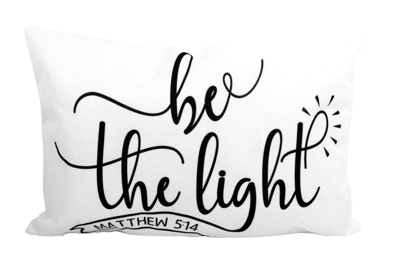 Be The Light Pillow Cover with Matthew 5:14 Verse - 18x12 Inch Christian Home Decor for Bedroom, Living Room & Nursery - Perfect Gospel Gift for Mom, Bible Study or Church Events