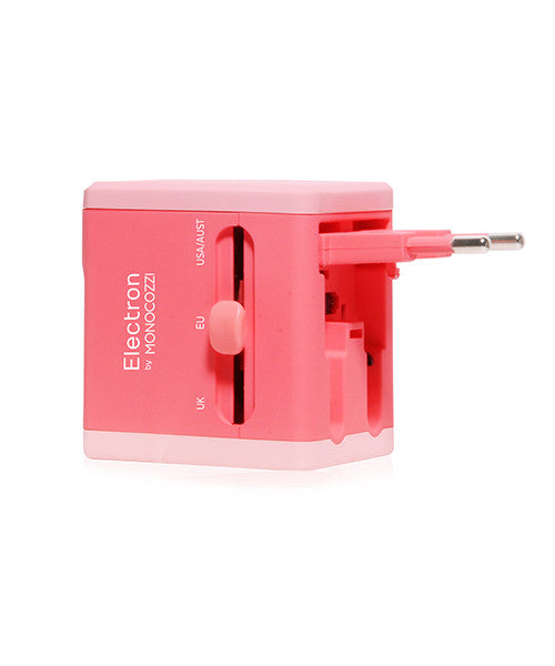 Monocozzi Smighty Global Travel Adapter with 2.1A Dual USB Ports - Universal Power Converter for International Travel (US/EU/UK/AU) - Perfect for Charging Phones, Tablets & Laptops on Vacation or Business Trips