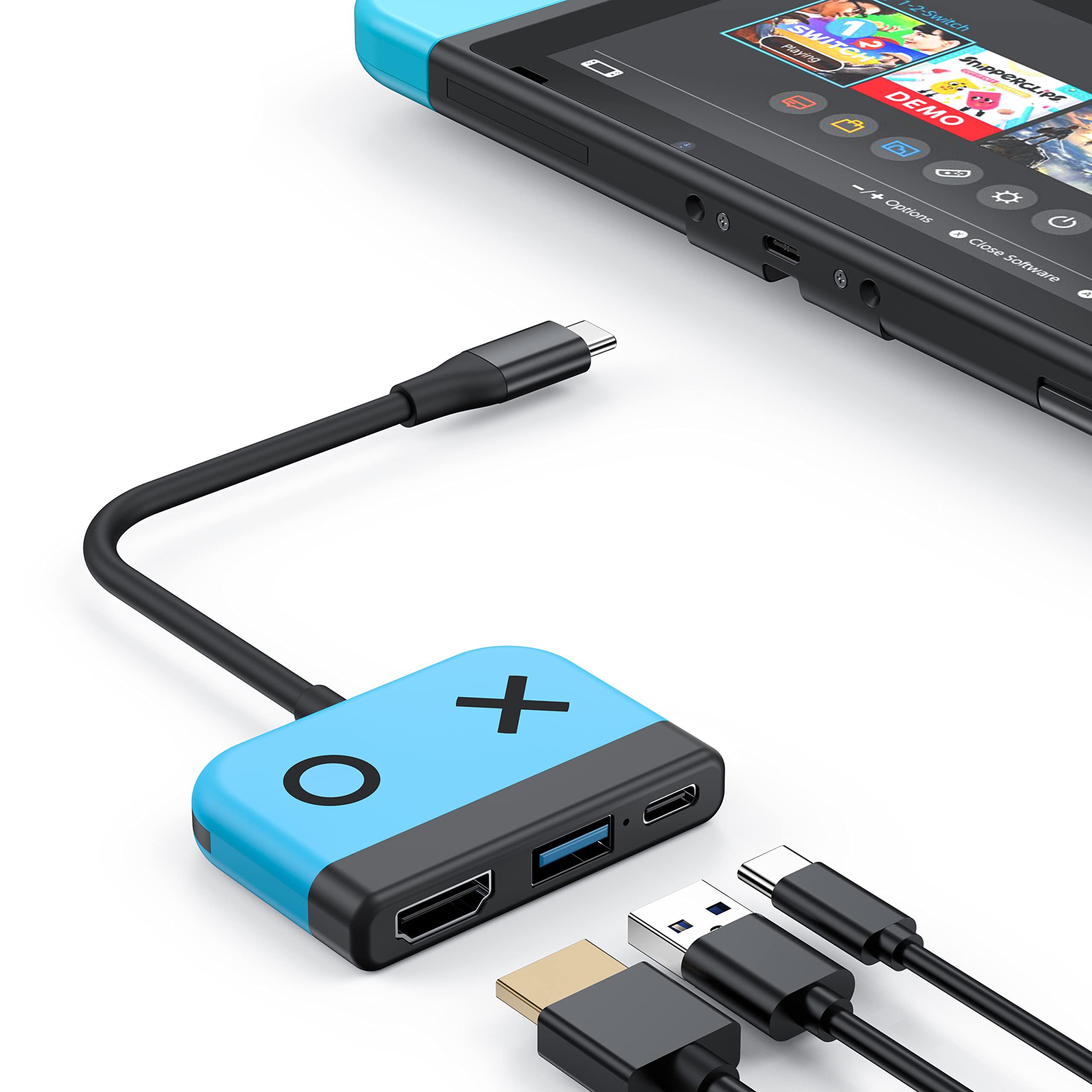 RREAKA 3-in-1 TV Adapter Dock for Nintendo Switch OLED - 4K HDMI, USB 3.0 Port, 100W Type-C Charging - Portable Docking Station for Travel, Samsung Dex S24 & MacBook - Perfect for Gaming, Work & Entertainment On-The-Go