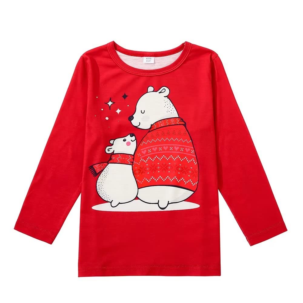 Family Matching Christmas Pajamas Sets - Bear Print Long Sleeve Crew Neck T-Shirt & Plaid Pants Holiday Sleepwear for Men (Size M) | Cozy Winter Pajama Set for Family Photos, Christmas Morning & Festive Lounging