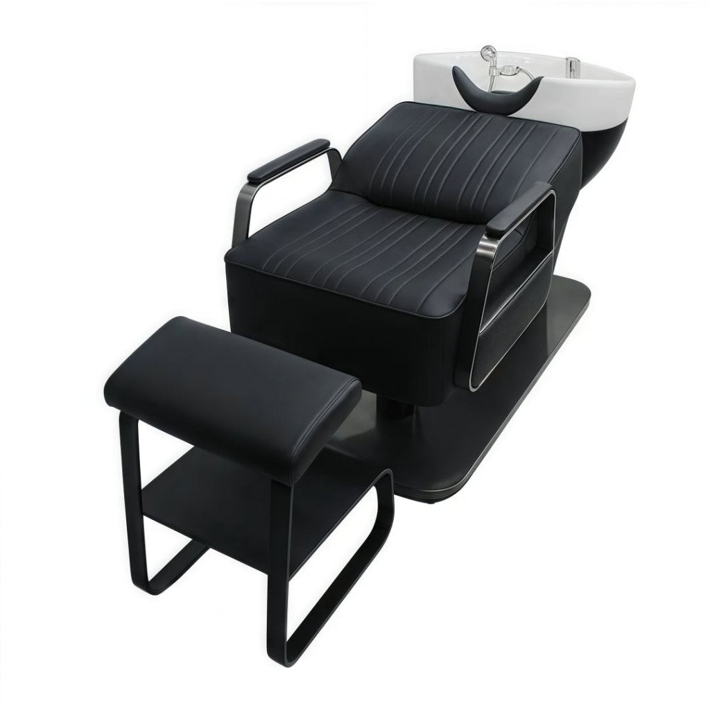 Professional Salon Shampoo Unit with Semi-Reclining Bed & Ceramic Deep Basin for Hair Back Wash - Perfect for Hair Salons, Spas, and Home Use