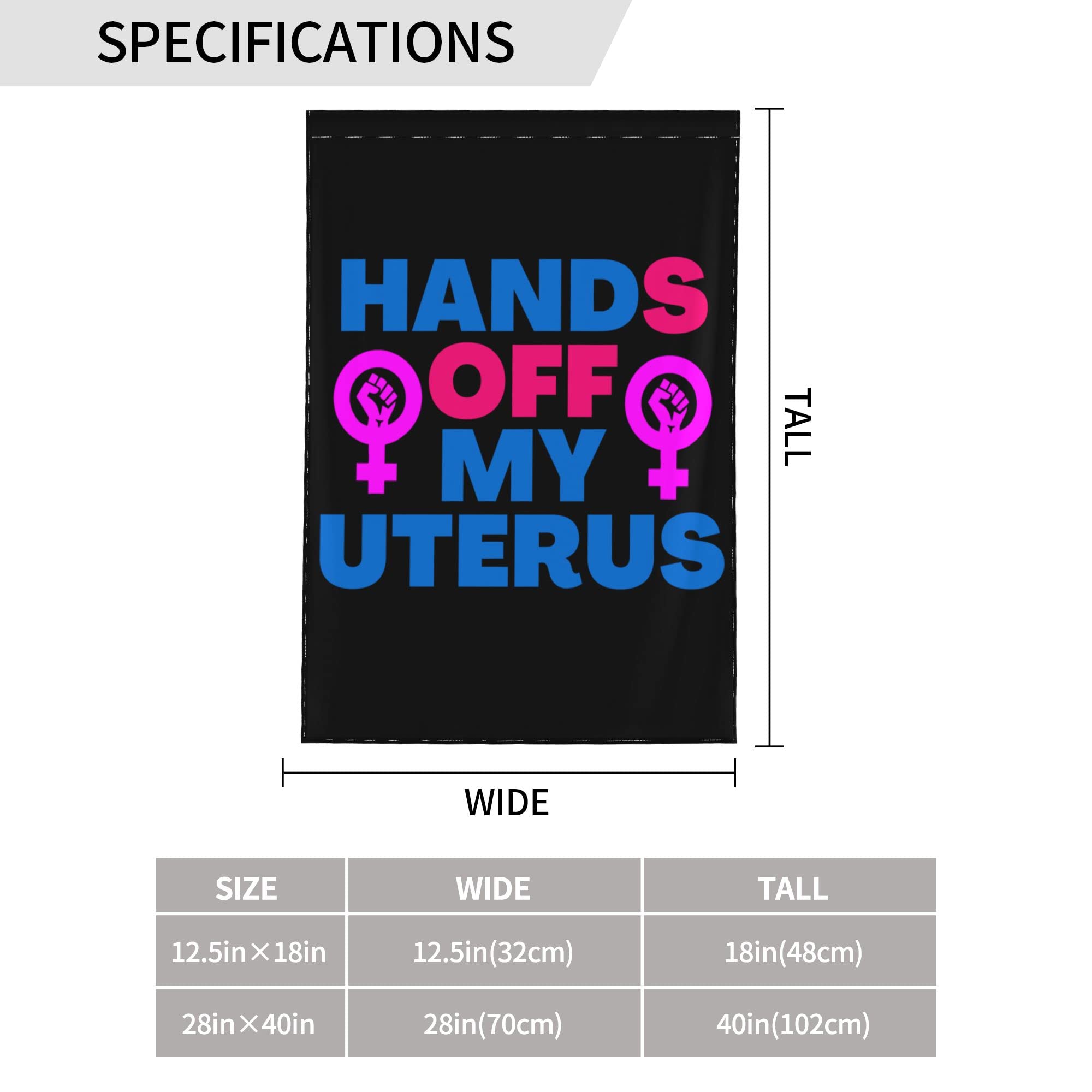 Pro Choice Women's Rights Garden Flag - 28x40 Inch Double Sided Outdoor Yard Sign - 'Hands Off My Body' Feminist Statement - Weatherproof Lawn Decoration for Political Activism & Home Protest Display