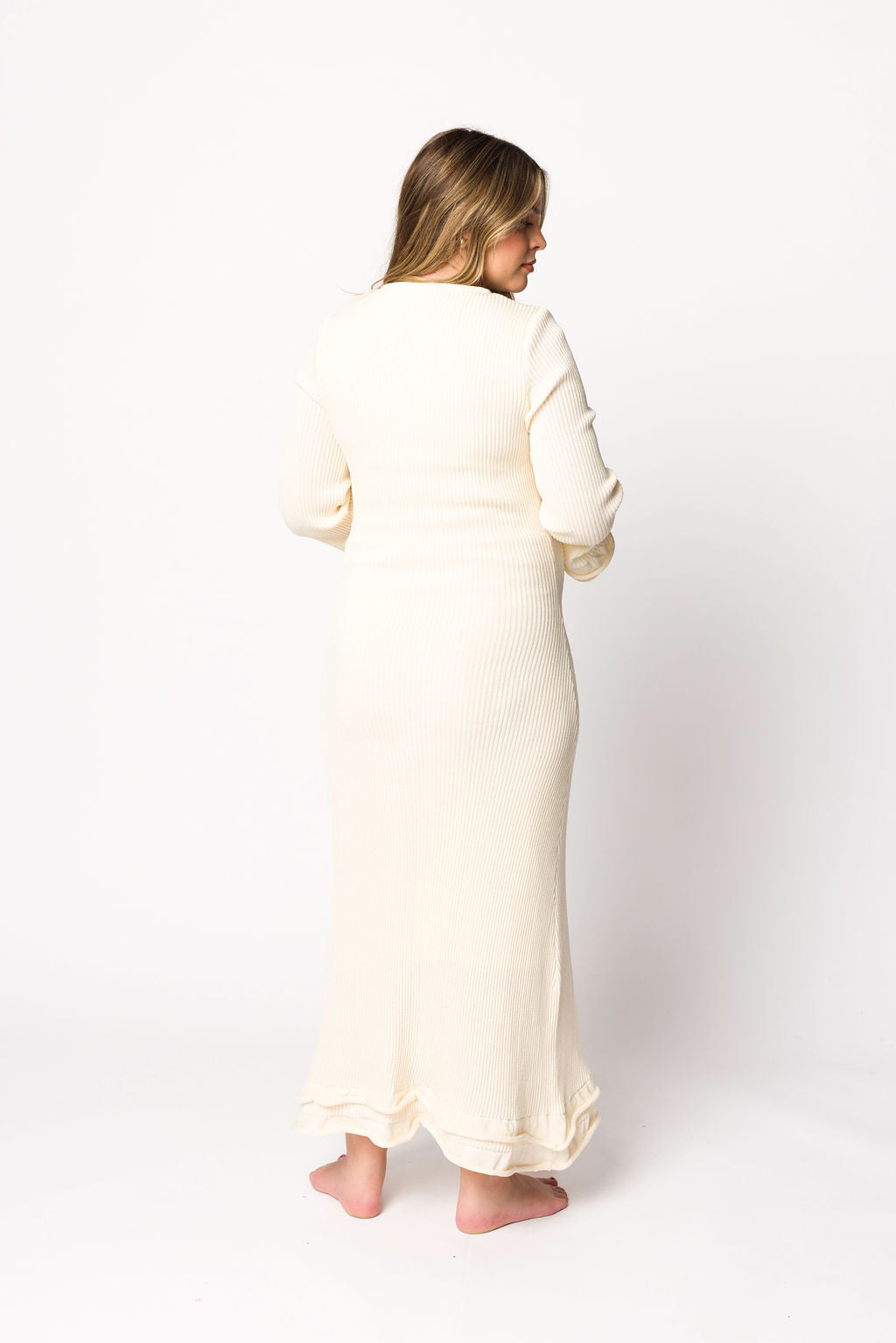 Arlet Ivory Maternity Dress for Pregnancy - Bump Friendly & Comfortable for Baby Showers, Maternity Photos & Special Occasions