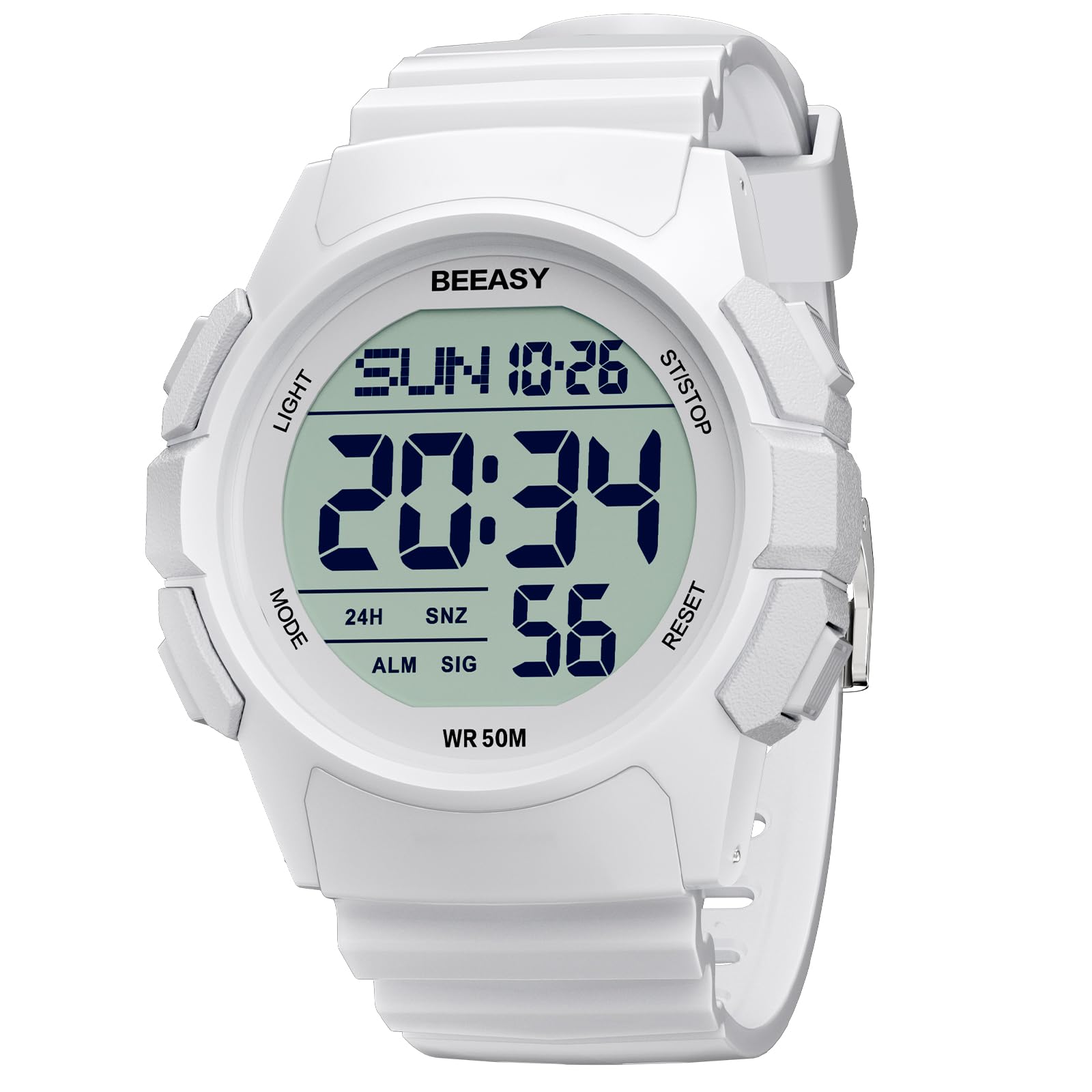 Beeasy Men's Digital Sports Watch - Waterproof Stopwatch, Countdown Timer, Alarm, Dual Time - Durable Rubber Strap Wristwatch for Men & Students | Perfect for Running, Swimming, Gym Workouts & Outdoor Activities
