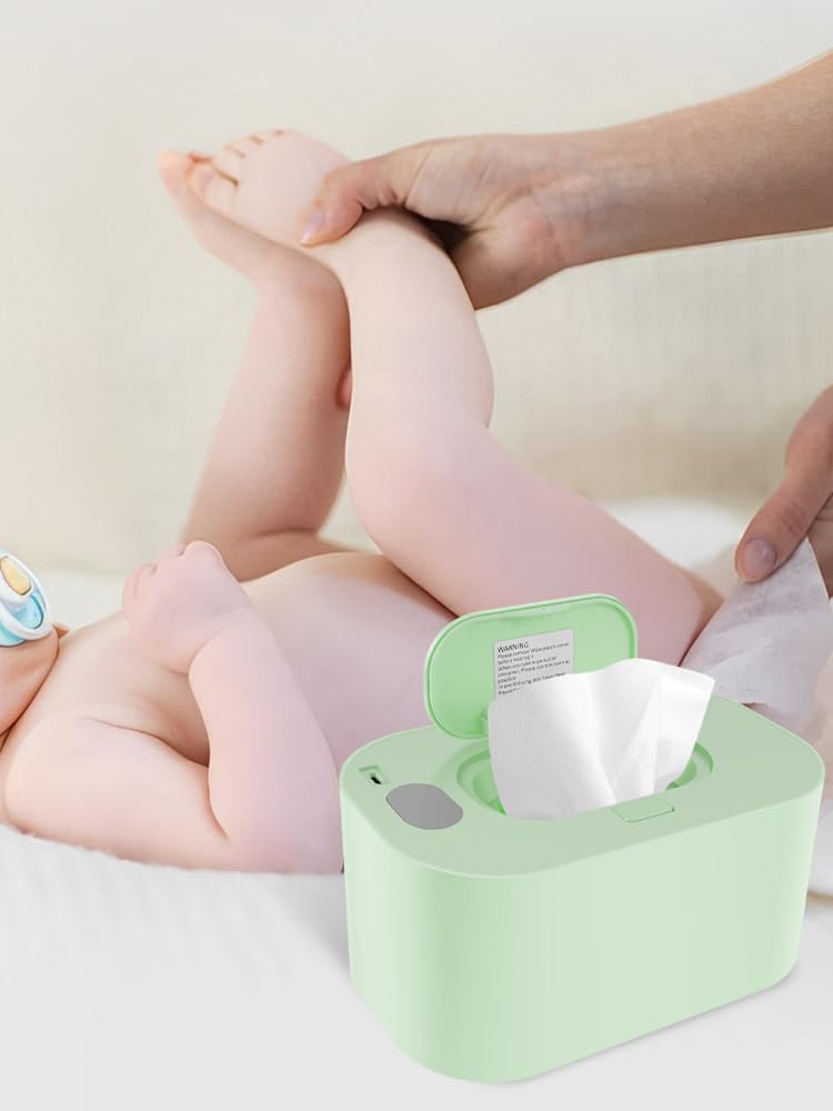 **USB Baby Wipe Warmer with Thermostat – Large Capacity, Even Heating for Diaper Wipes – Portable Wet Wipes Dispenser & Warmer for Home, Car, Nursery (Green) – Perfect for Diaper Changes, Travel & On-the-Go Parenting**