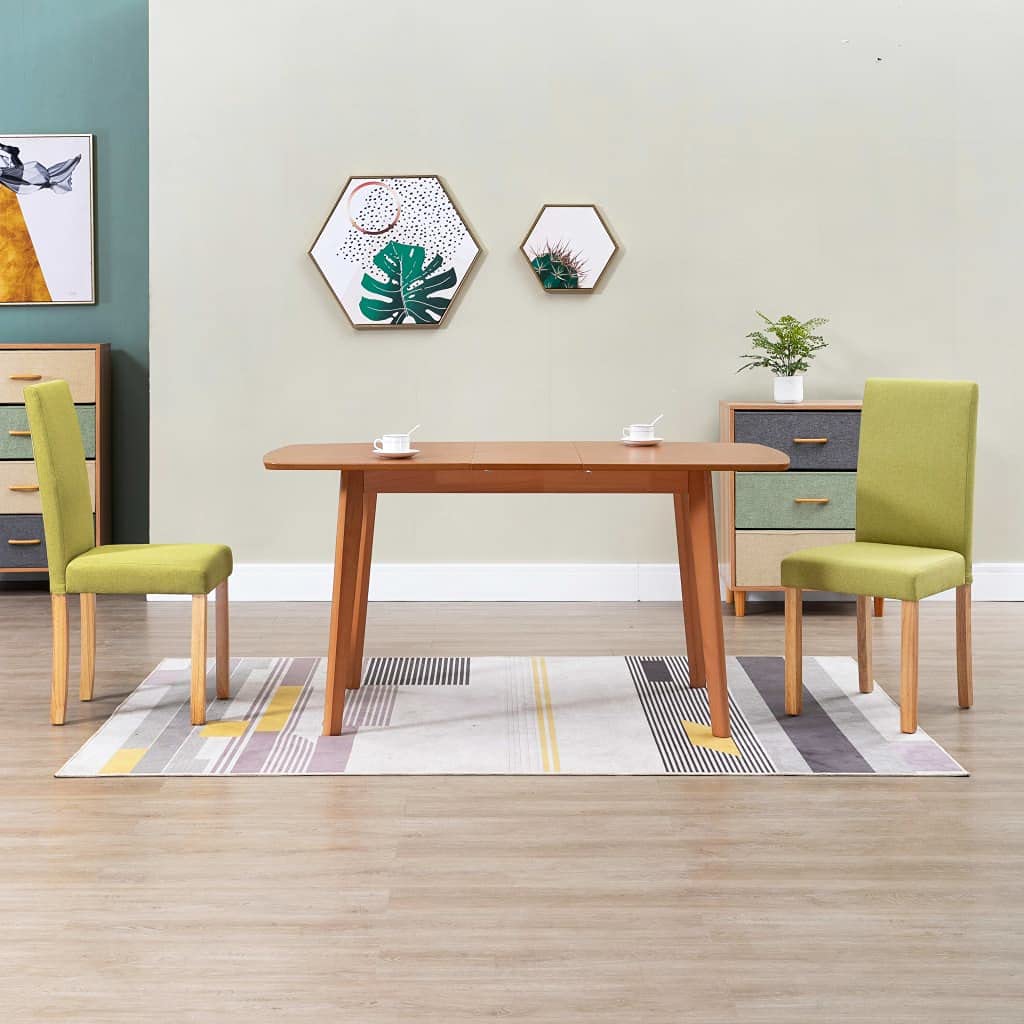 Modern Fabric Dining Chairs Set of 2 with Wood Legs - Armless Side Chairs for Kitchen, Dining Room & Living Room - Green Upholstery, 16.5