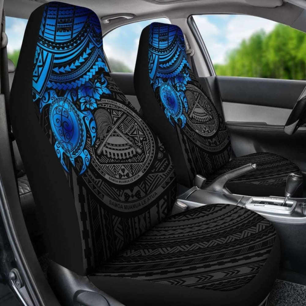 Premium American Samoa Polynesian Car Seat Covers - Blue Turtle Design - Waterproof & Non-Slip for Cars, Trucks & SUVs - Perfect for Travel, Commuting & Beach Trips