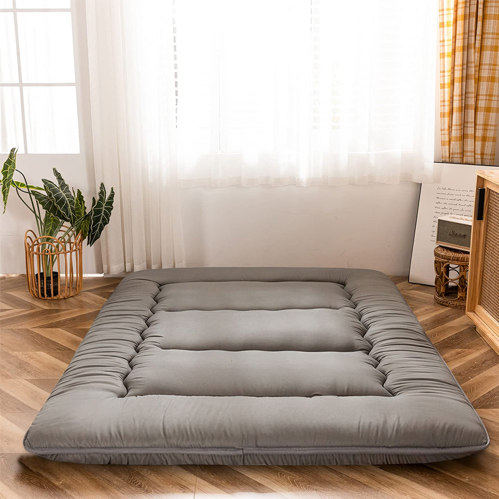 MAXYOYO Charcoal Grey Japanese Futon Mattress - Foldable Floor Mattress for Guest Bed, Camping & Small Spaces | Comfortable & Space-Saving Sleeping Solution