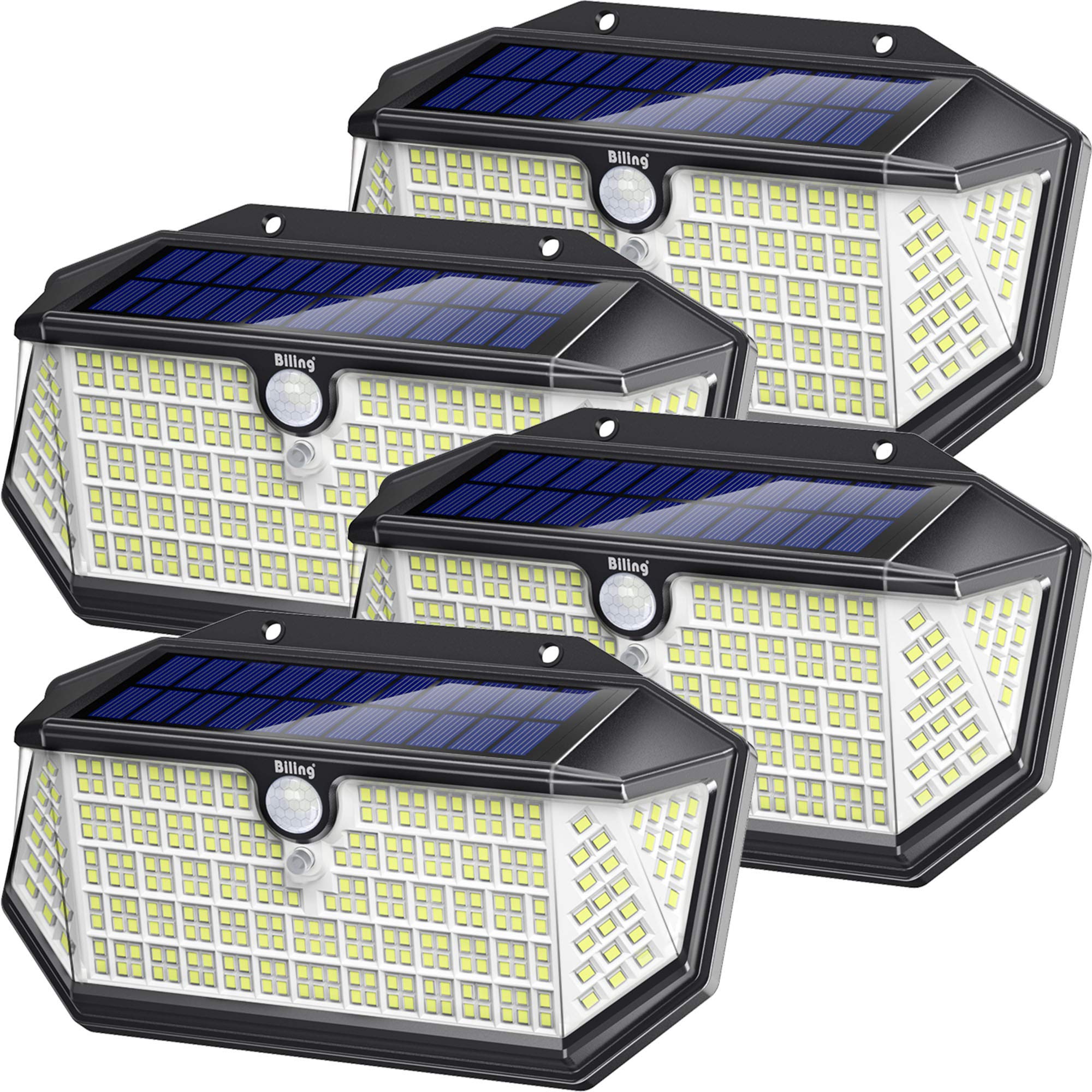 266 LED Solar Motion Sensor Lights Outdoor, IP65 Waterproof Security Lights with Reflector - 3 Modes Wireless Wall Lighting for Garden, Patio, Yard, Garage (4 Pack) - Perfect for Pathway Illumination & Home Security