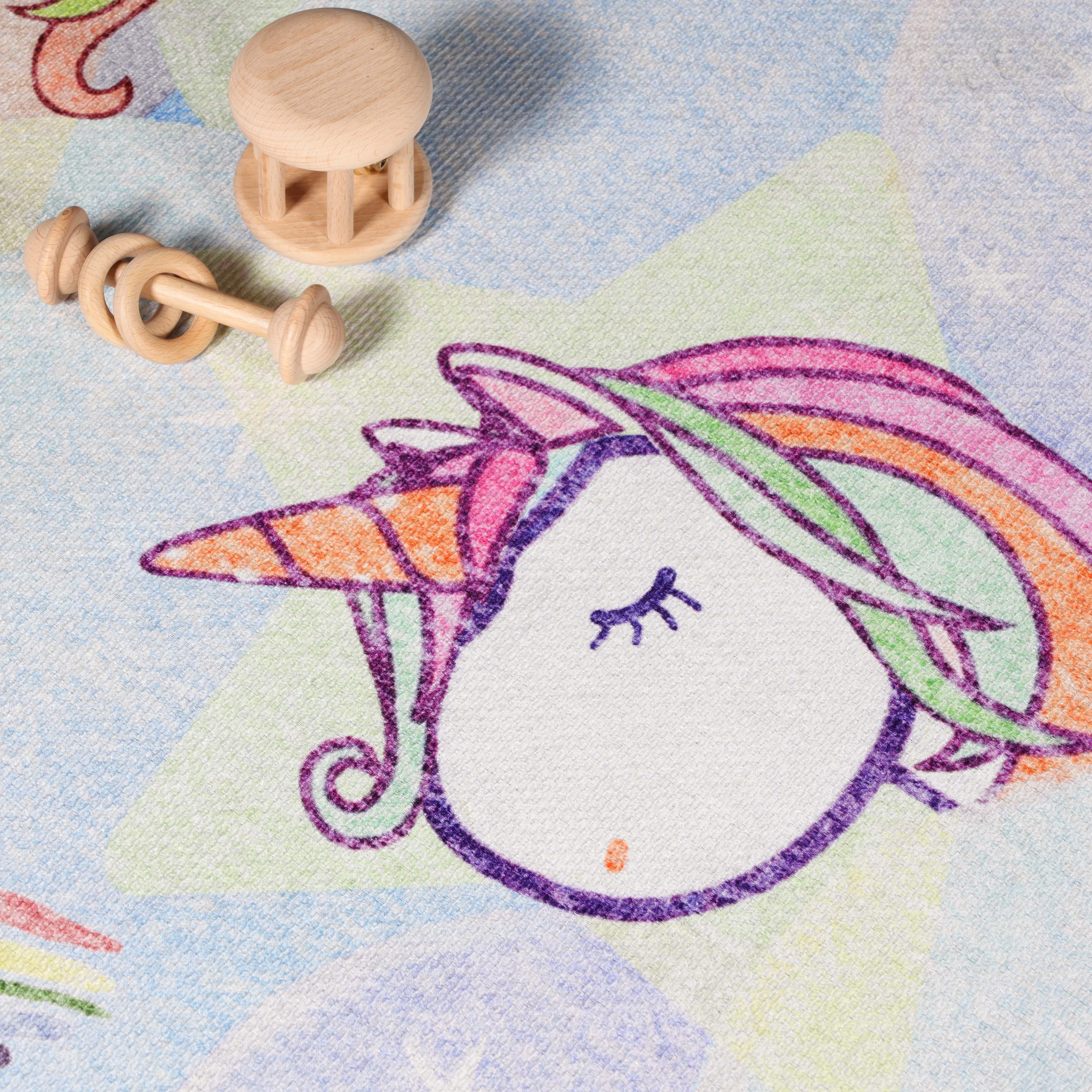 Unicorn Rainbow Kids Playroom Rug - Soft Non-Slip Nursery Carpet for Toddlers & Children | Perfect for Bedroom, Play Area & Daycare Floor Decor
