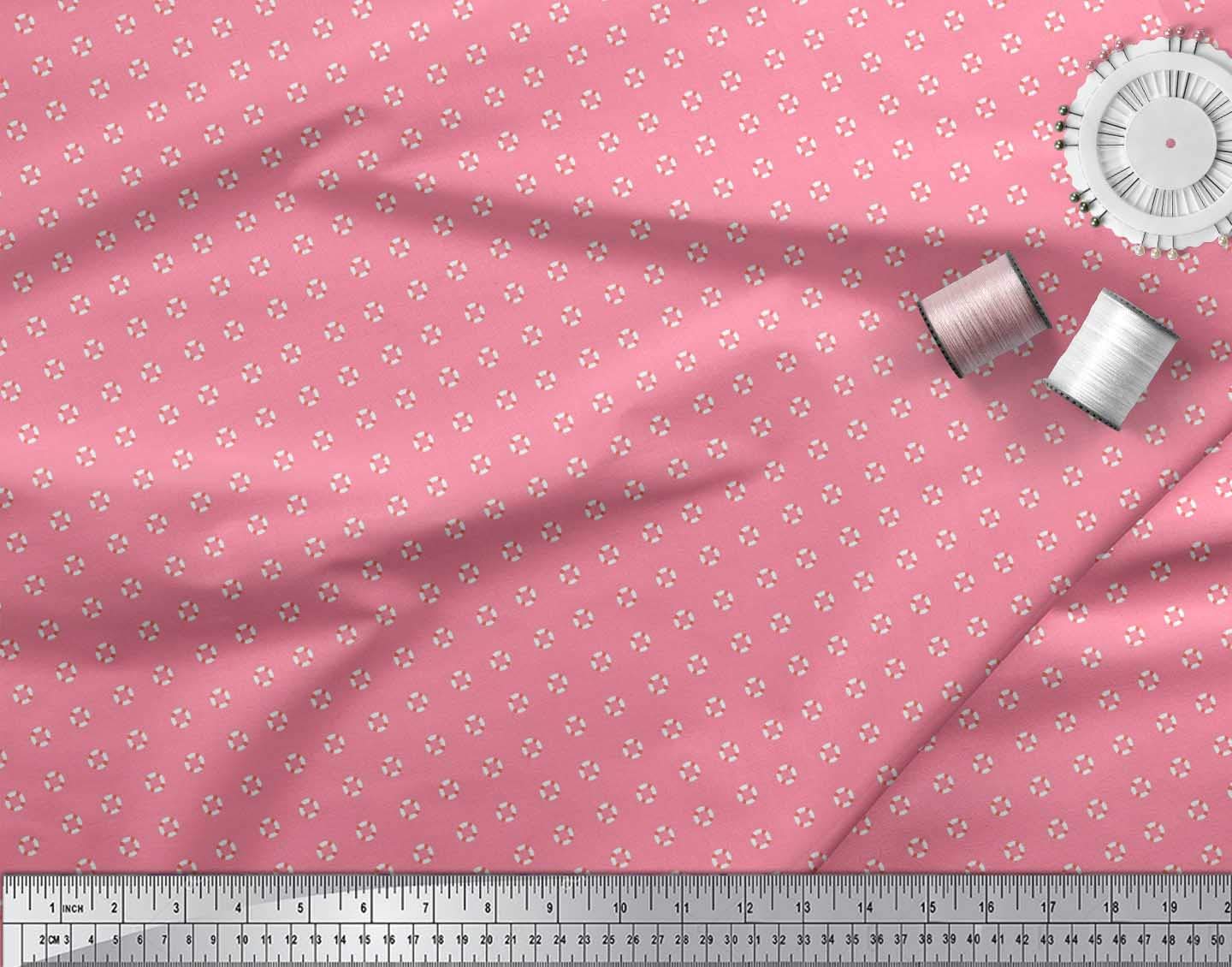 Soimoi Moss Georgette Brown Fabric by The Yard - 42 Inch Wide Printed Fabric with Small Swimming Ring Design for Summer Swimwear, Beach Cover-Ups & DIY Crafts