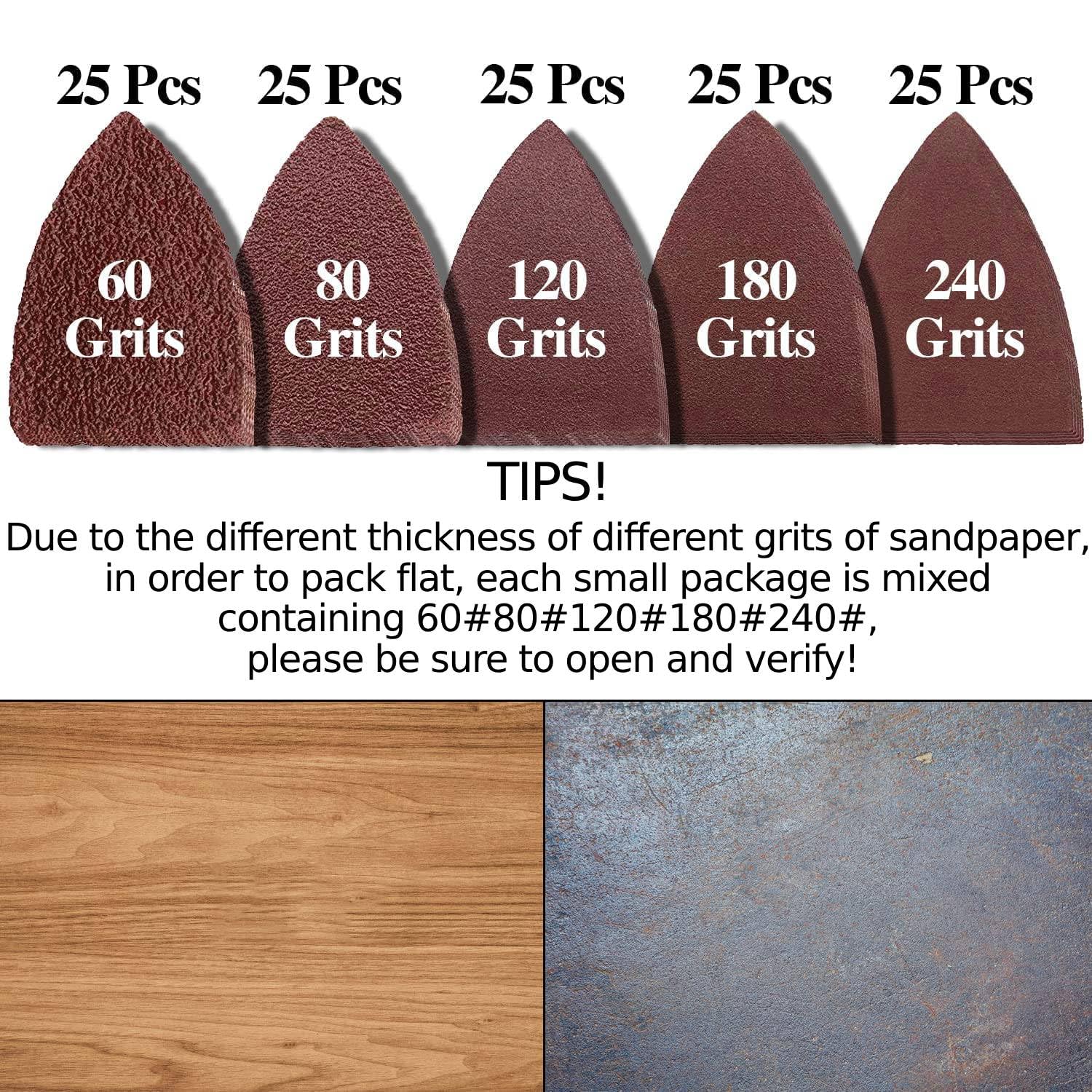 130Pcs Oscillating Tool Sanding Kit with 5 Finger Sanding Pads & 125 Sandpaper Sheets - 60/80/120/180/240 Grits Hook & Loop for Wood, Metal, Plaster Surface Polishing - Perfect for DIY Home Renovation, Furniture Refinishing and Craft Projects