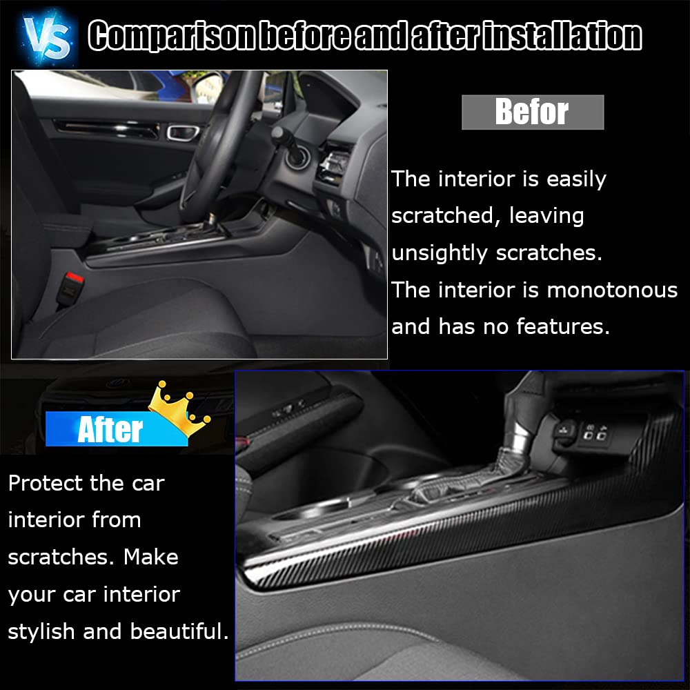 Custom ABS Gear Shift Knob & Console Panel Trims for 2022-2023 Honda Civic 11th Gen - 2PCS Red Interior Accessories Set - Perfect for Car Enthusiasts & DIY Upgrades