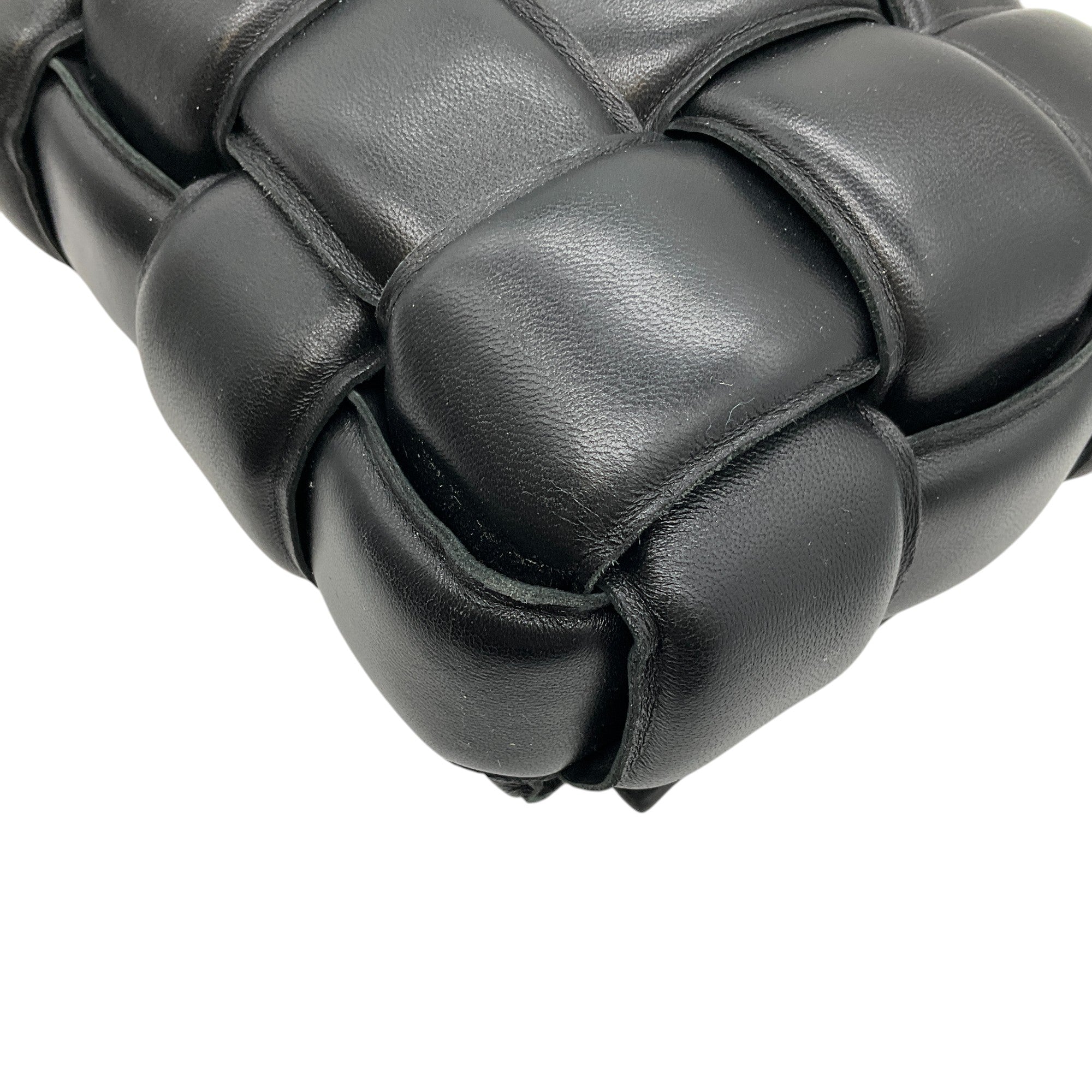 Bottega Veneta Black Leather Medium Padded Cassette Intrecciato Shoulder Bag for Women | Luxury Designer Crossbody Purse | Perfect for Work, Travel & Evening Events