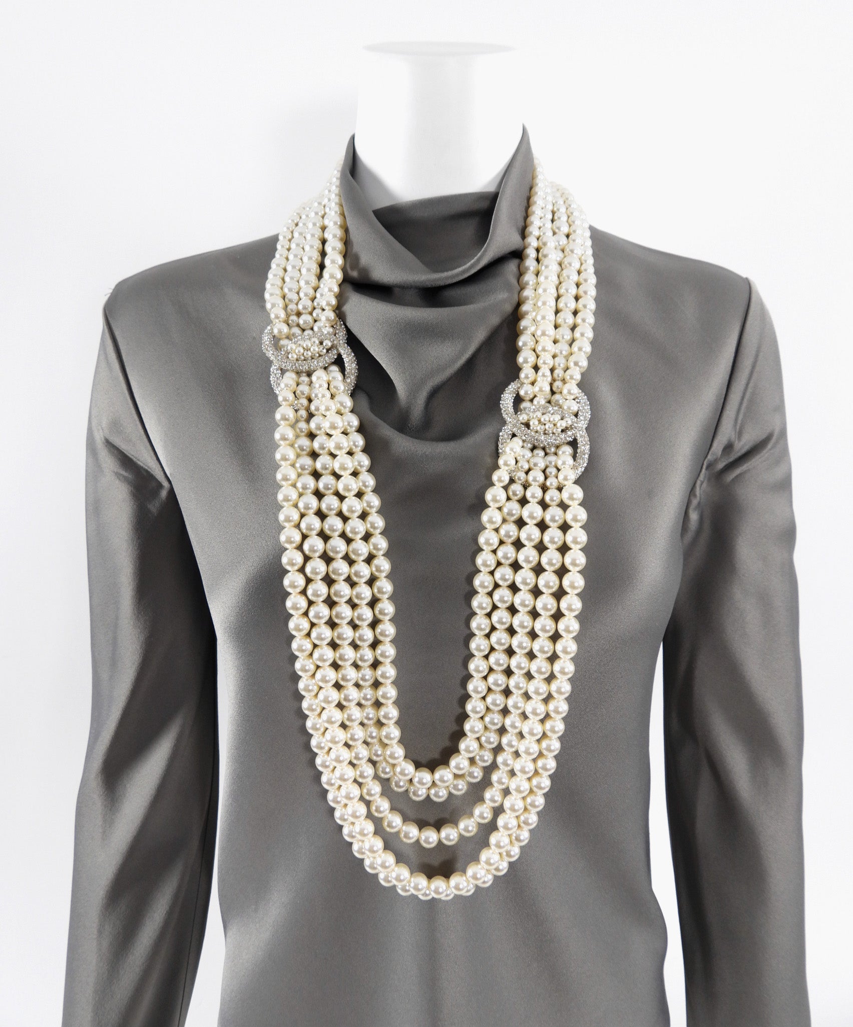Chanel 18B Pearl Large Statement 5 Strand Necklace - Luxury Fashion Jewelry for Women, Elegant Pearl Necklace for Party, Wedding & Special Occasions