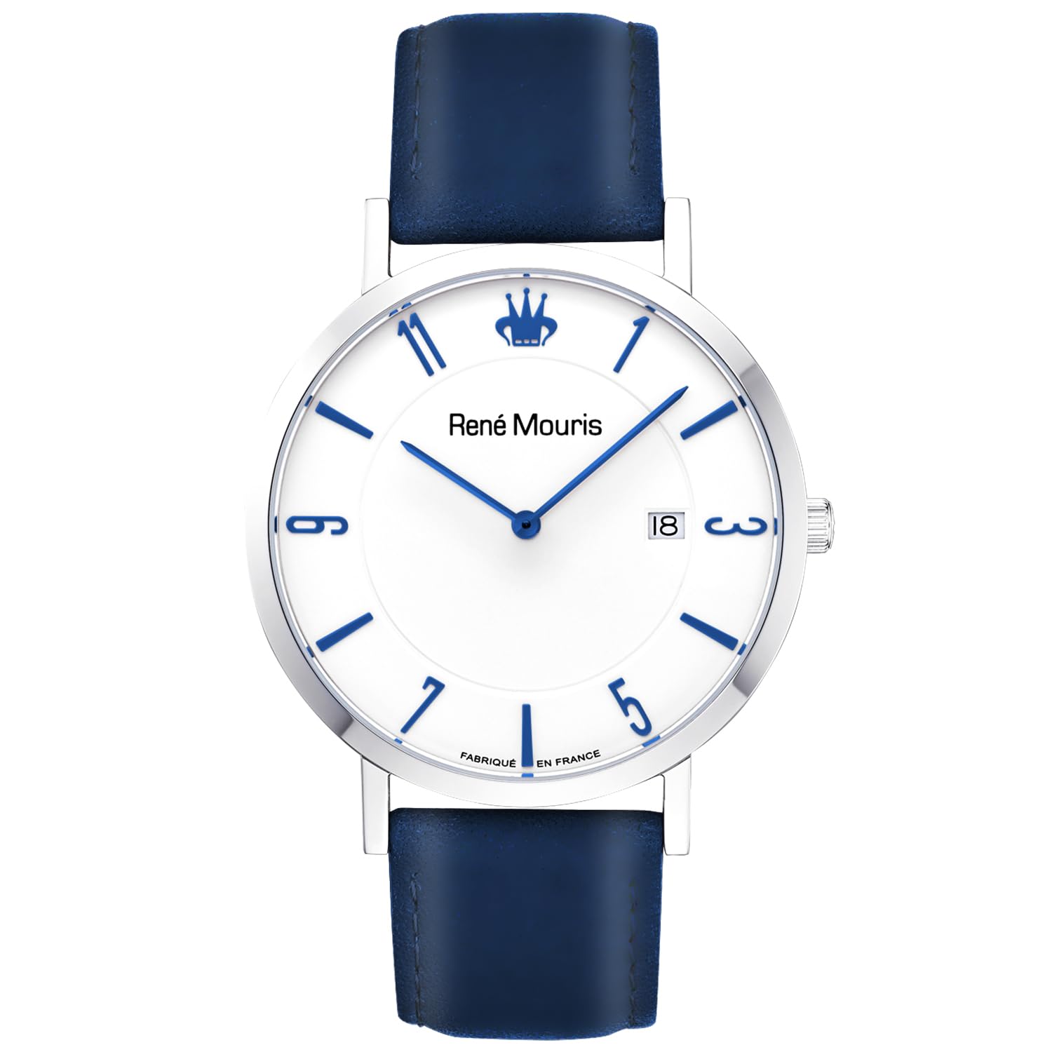 René Mouris L'Emporter Men's Quartz Watch - 41mm 316L Stainless Steel Classic Dress Watch with Sapphire Coated Crystal & Italian Leather Strap - 50M Waterproof - Perfect for Business, Formal Events & Everyday Wear