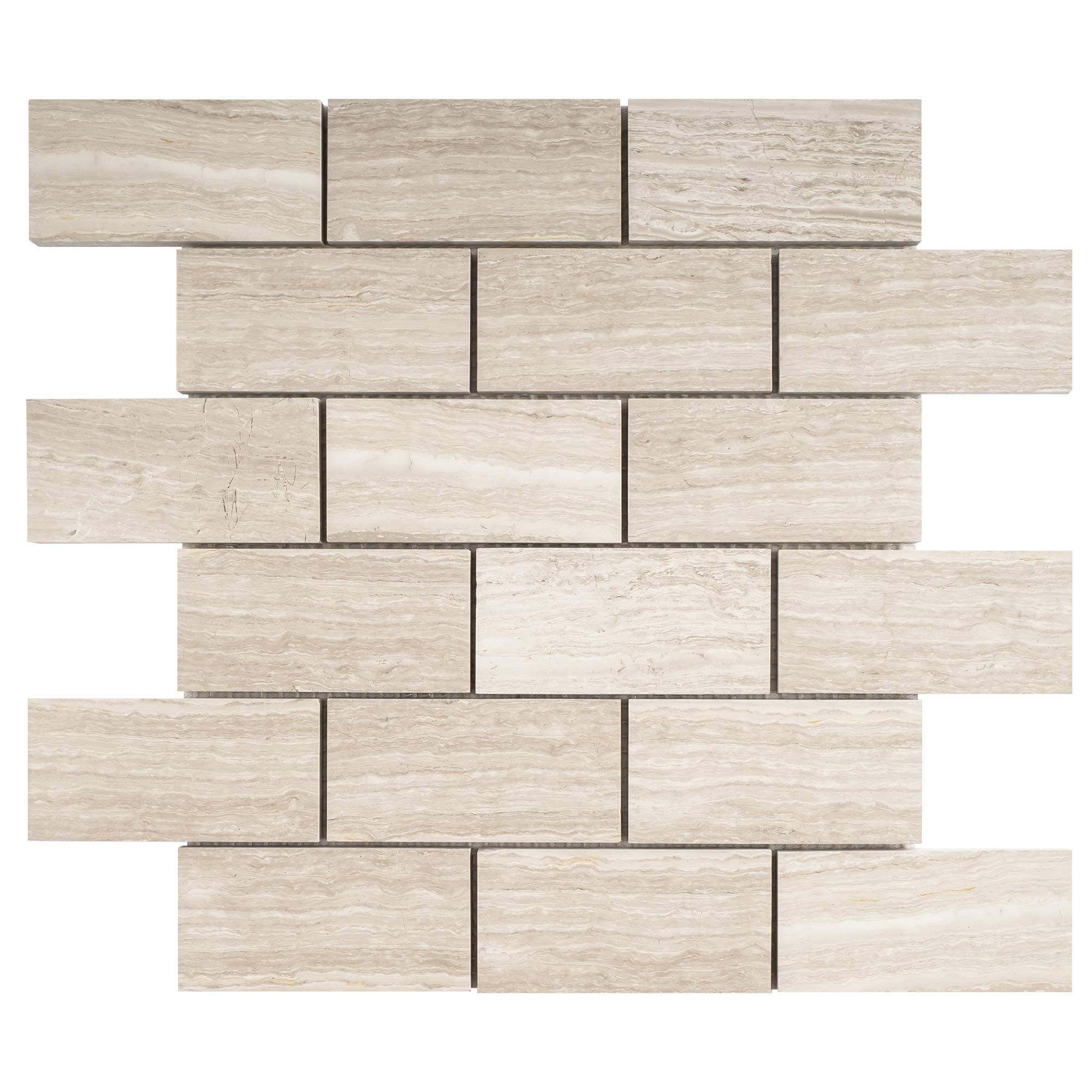 TWOBEG-01 2x4 Wooden Beige Brick Subway Tile Marble Mosaic Sheet - Peel and Stick Backsplash Wall Tile for Kitchen, Bathroom, Shower & Floor - Waterproof, Easy to Install, DIY Home Decor Upgrade
