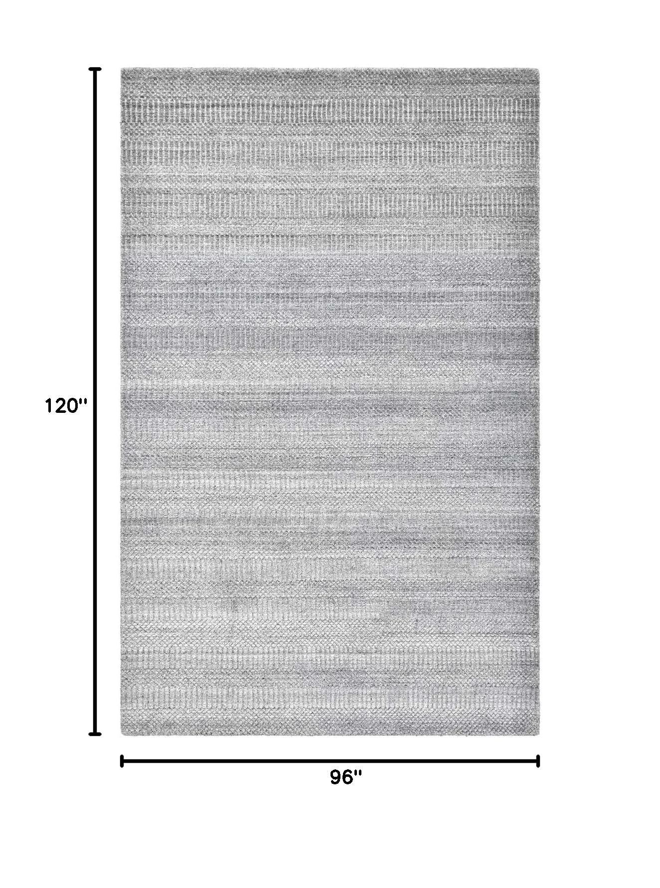Handmade Gray Striped Area Rug 8' x 10' - Contemporary Solid Sanam Design for Living Room, Bedroom & Office Decor