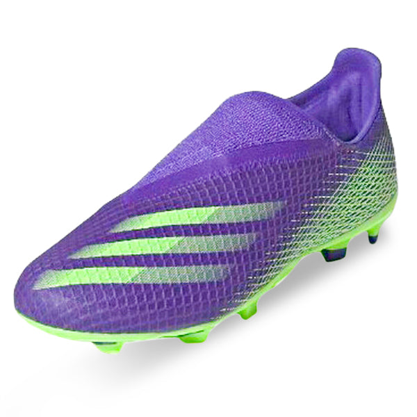 adidas Jr. X Ghosted .3 LL FG Soccer Cleats for Kids - Energy Ink/Signal Green - Lightweight Football Shoes for Youth Players - Perfect for Turf & Grass Fields