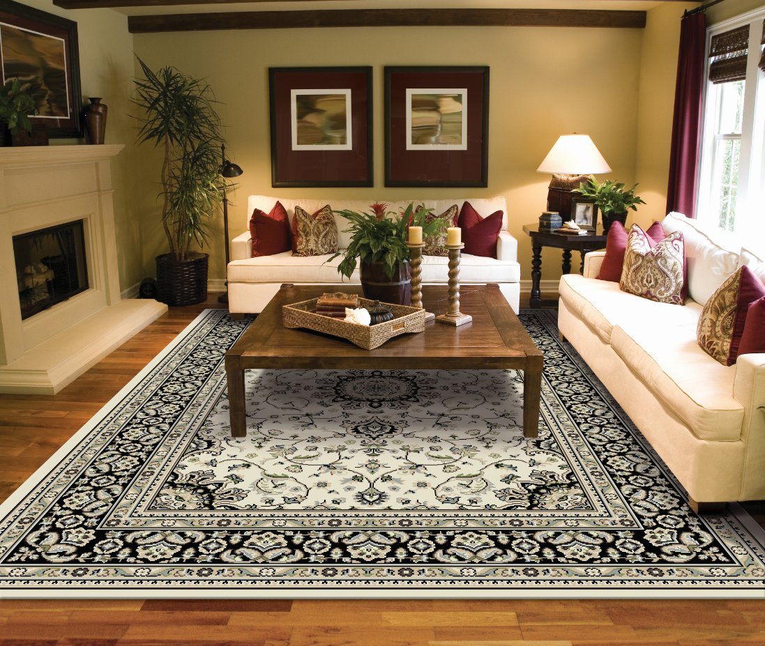 Large 8x10 Ivory Traditional Area Rugs for Living Room - Soft & Durable Under $100 - Perfect for Home Decor, Bedroom, Office & High Traffic Areas