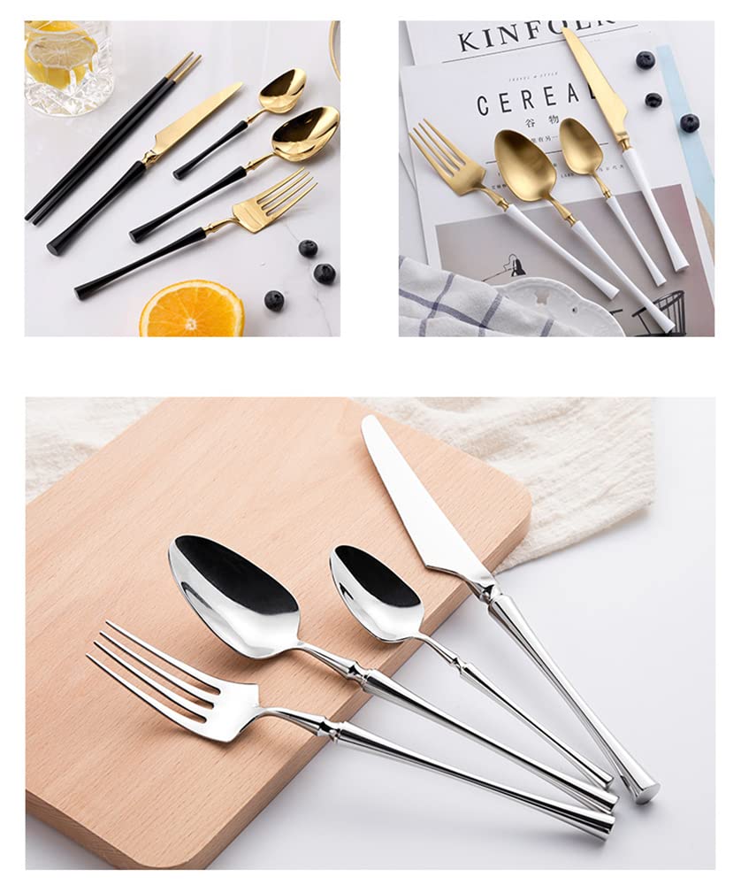 48-Piece Stainless Steel Silverware Set for 12 - Food Grade Flatware with Steak Knives, Spoons, Forks - Elegant Small Waist Handle Cutlery for Home, Office, Restaurant, Hotel | Perfect for Dining, Entertaining, and Everyday Use