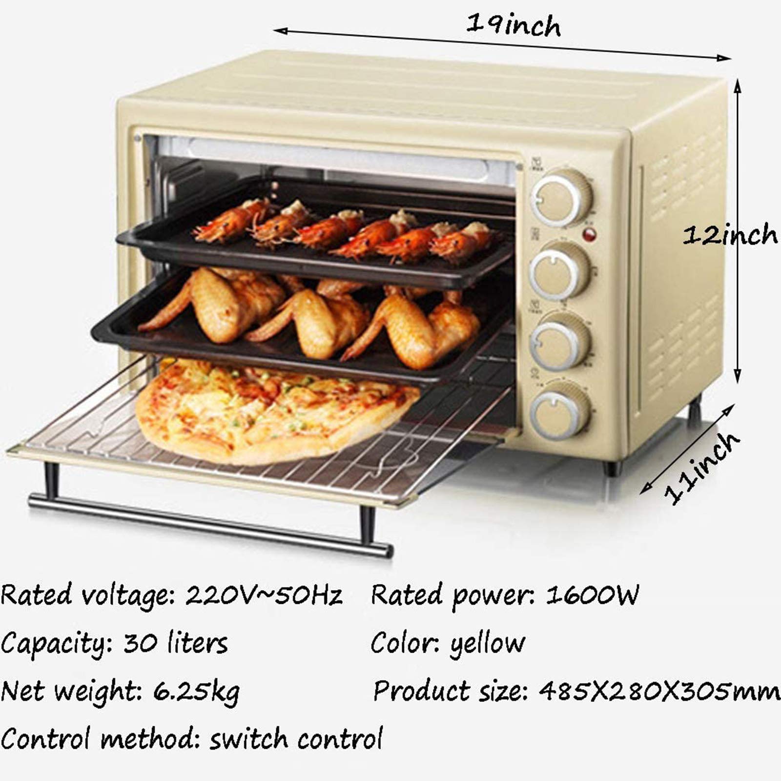 Multifunctional 30L Large Capacity Automatic Electric Oven - Smart Baking Retro Countertop Oven with Microwave Function for Home, Kitchen & Baking Enthusiasts | Perfect for Baking, Roasting, Grilling & Reheating Meals