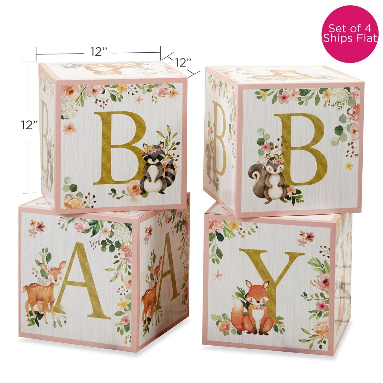 Kate Aspen Woodland Baby Shower Guest Book Alternative - Pink Frame with 30 Wooden Bears, Baby Boxes & Letters - Perfect for Baby Shower Decorations & Nursery Sign-in Keepsakes