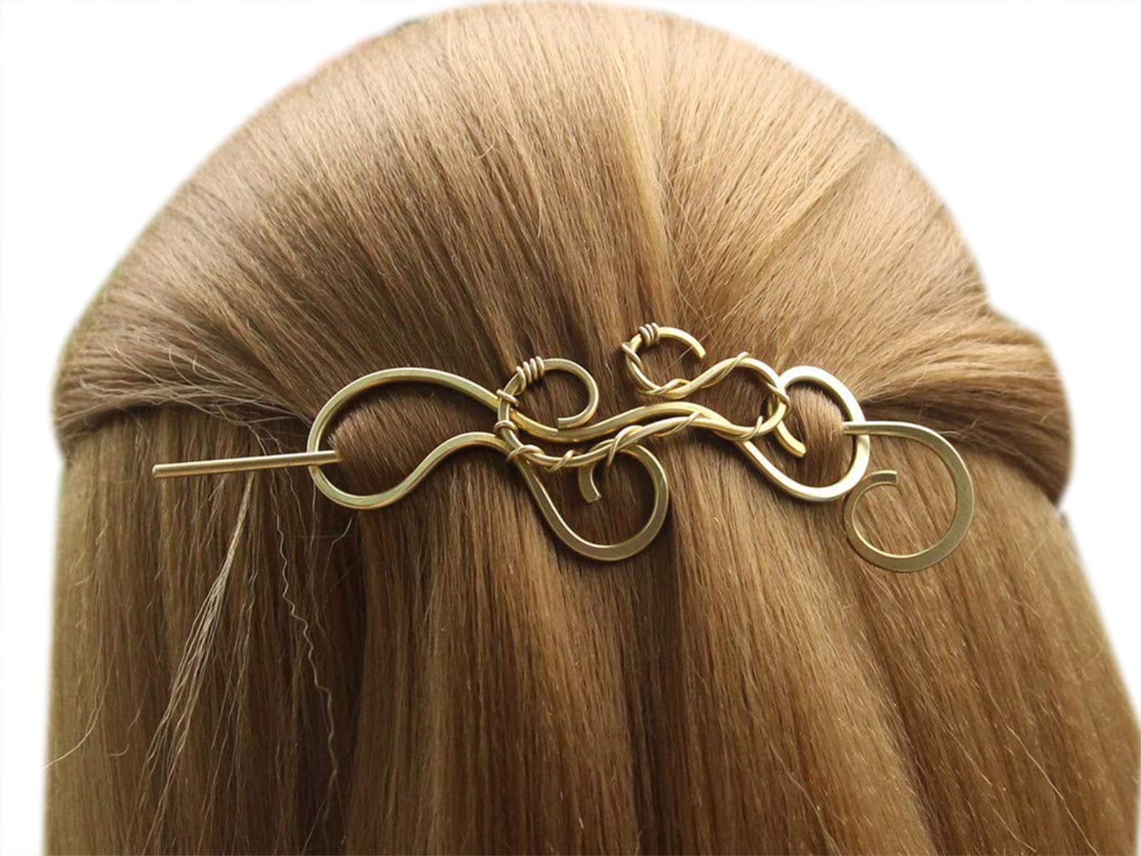 Hammered Hair Clip Barrette with Hair Stick - Unique Hair Accessories for Women | Perfect for Weddings, Parties & Everyday Styling