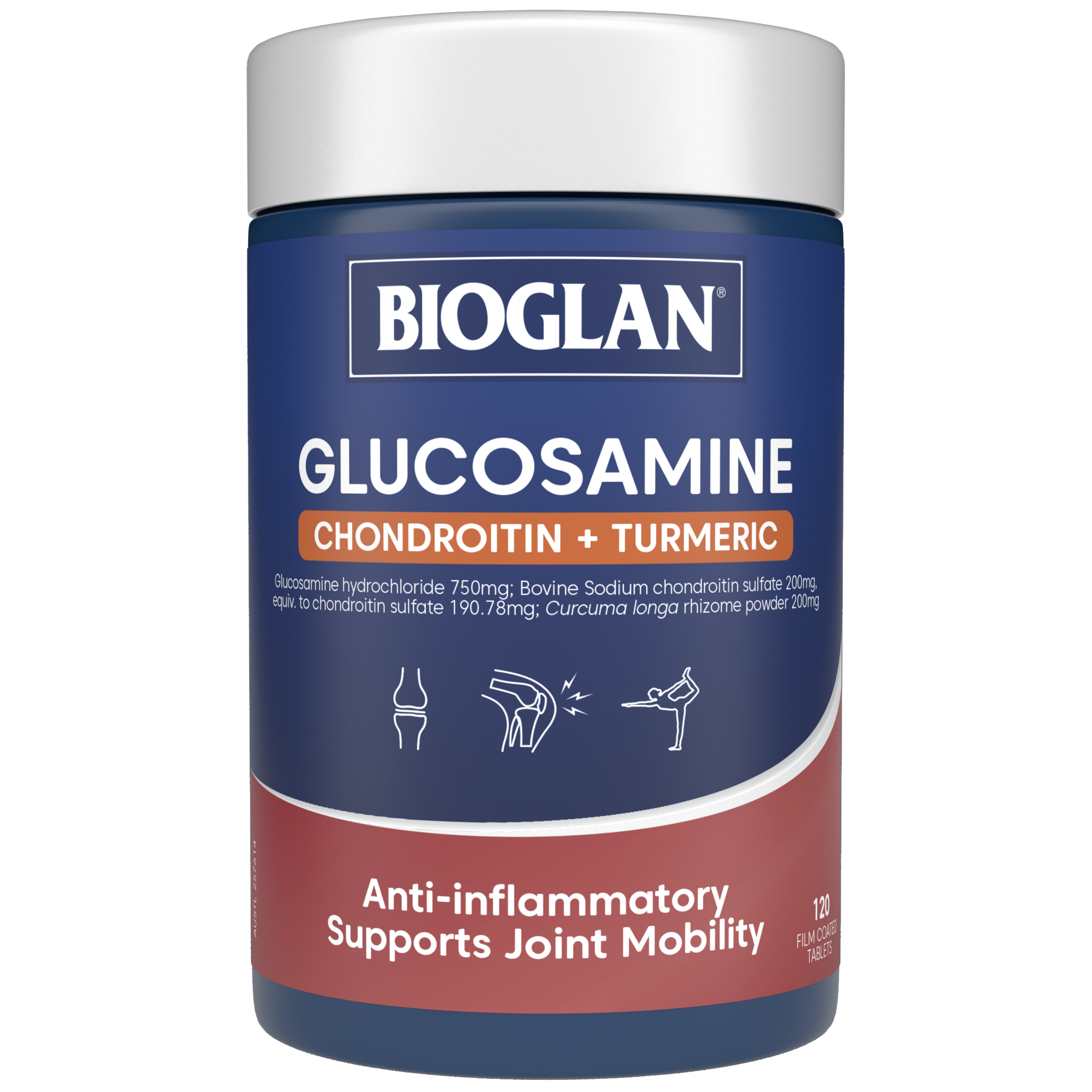 Bioglan Glucosamine Chondroitin Turmeric Supplement for Joint Pain Relief & Mobility Support - Supports Healthy Joints for Active Lifestyles, Sports & Daily Activities