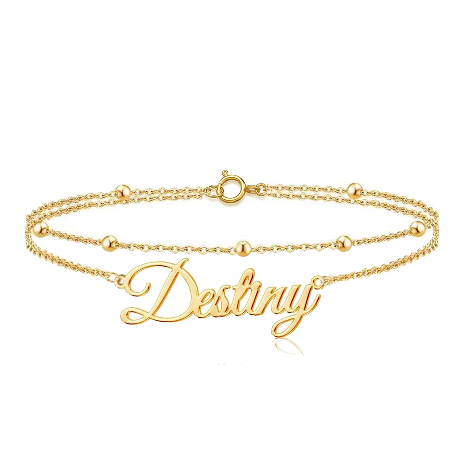 10K 14K 18K Gold Personalized Name Ankle Bracelet for Women - Custom Layered Name Anklet - Graduation Birthday Gift for Her - Elegant Jewelry for Everyday Wear & Special Occasions