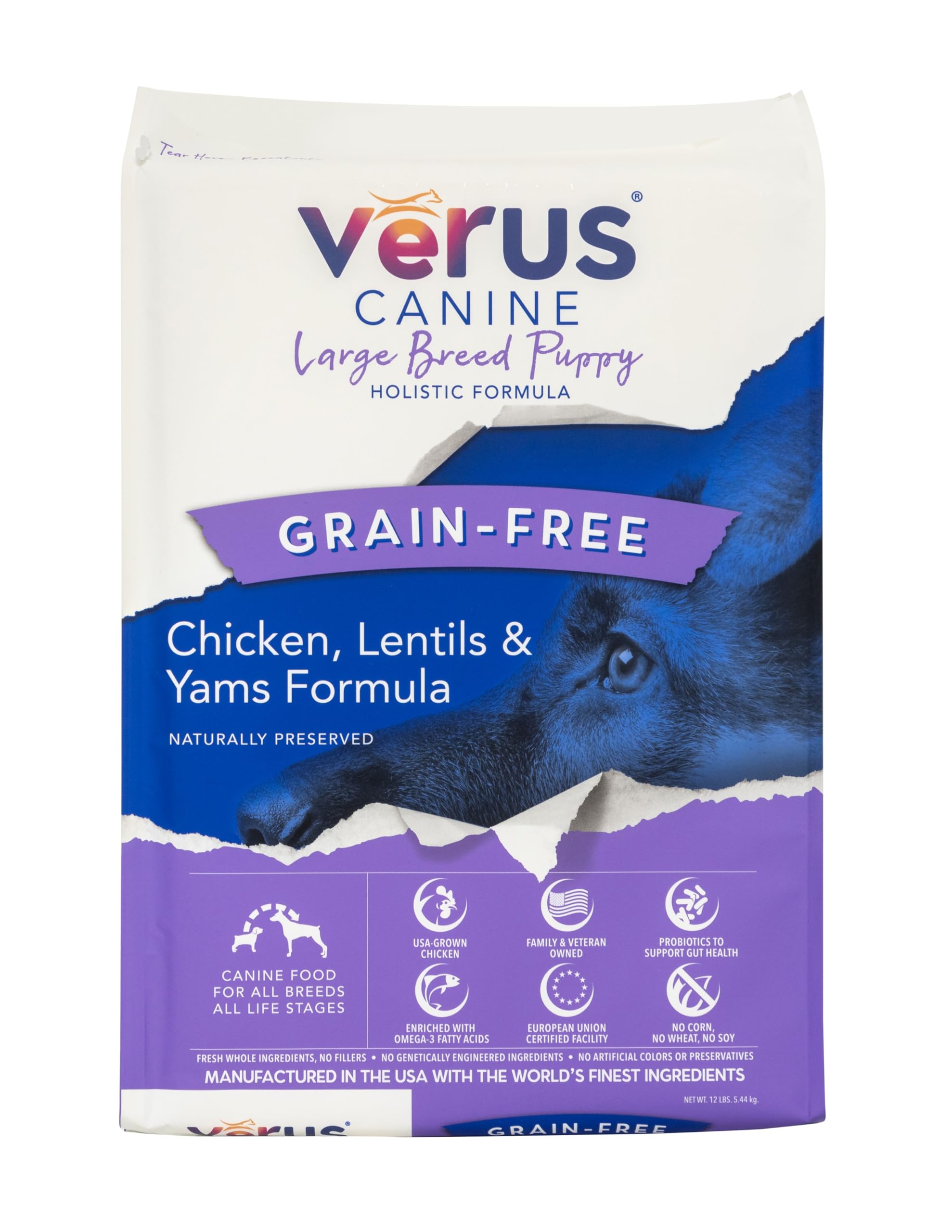 Premium Grain-Free Dry Dog Food for Large Breed Puppies - Chicken Recipe, 25lb Bag | High Protein Kibble for Healthy Growth & Digestion | Ideal for Active Puppies & Adult Dogs