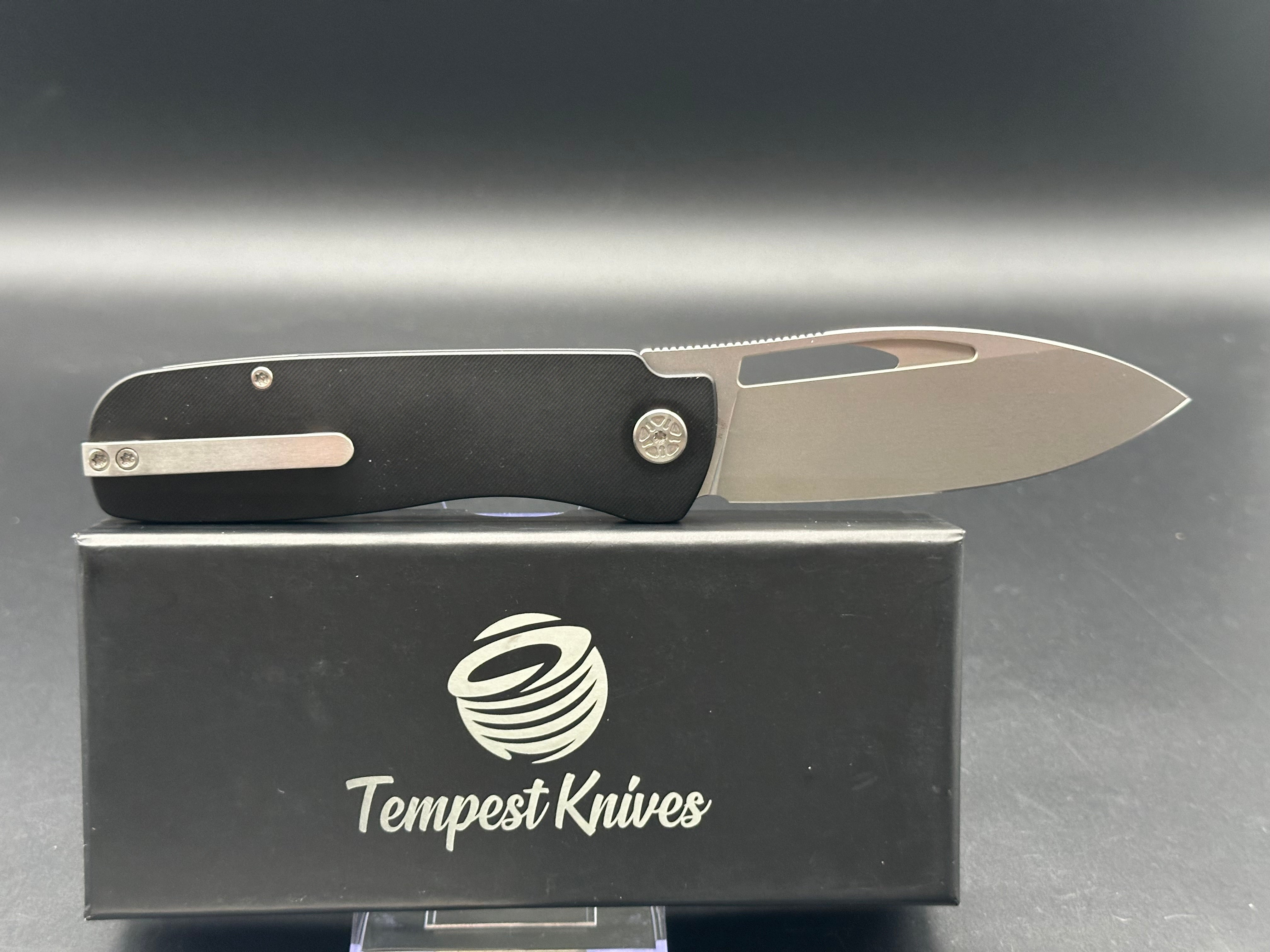 Tempest Knives Jetstream Black Titanium Handle with 154CM Blade - Premium EDC Folding Knife for Outdoor, Camping & Survival
