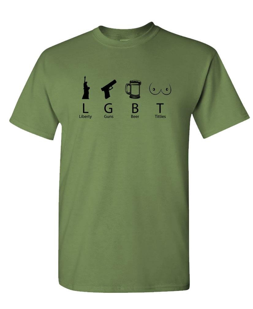 Funny LGBT Liberty Guns Beer & Titties Cotton T-Shirt for Men - Cool Graphic Tee for Pride Events, Casual Wear & Gifts