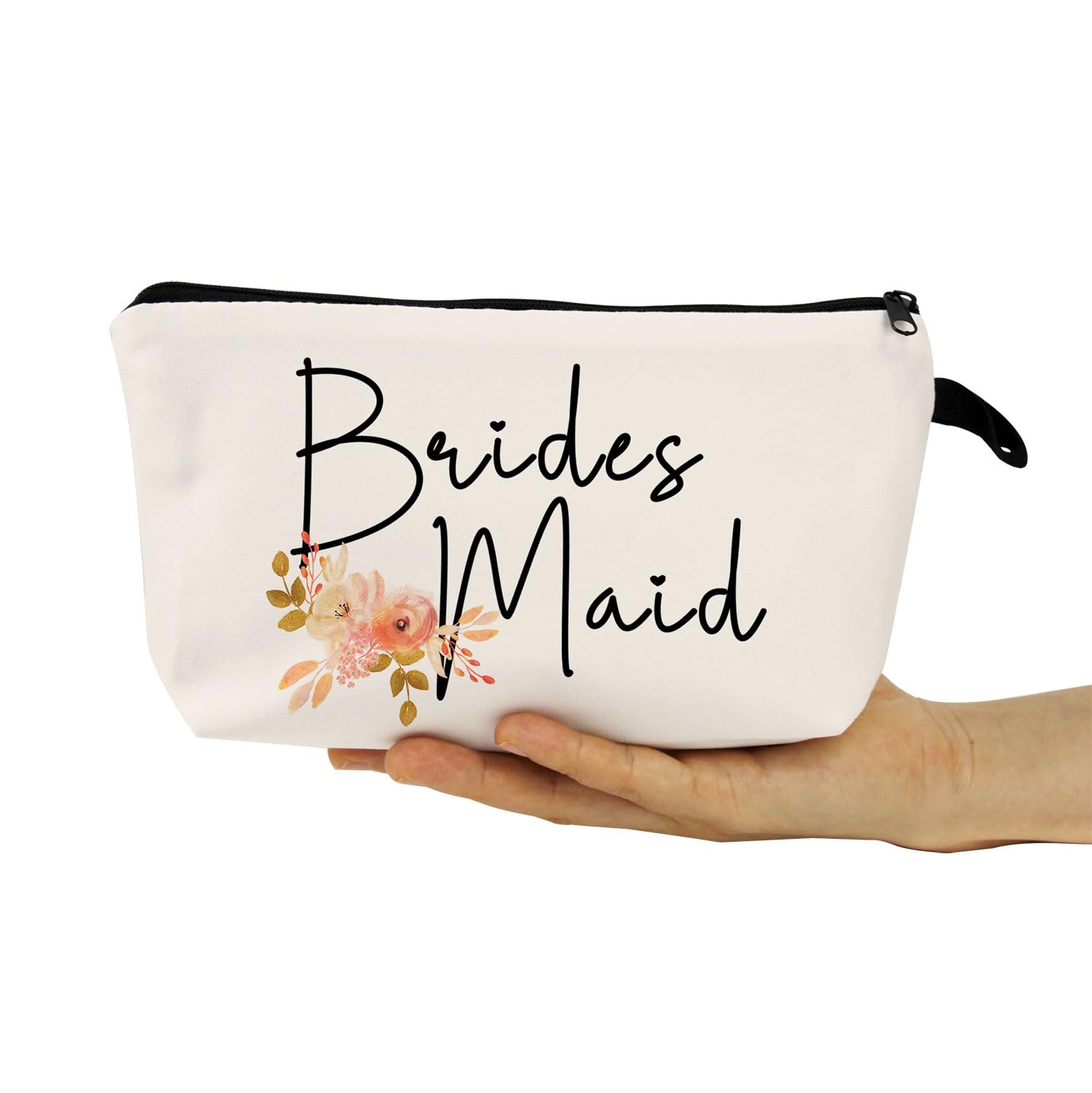 Elegant Bridesmaid Makeup Bag - Small Wedding Organizer Zipper Cosmetic Pouch for Bride & Bridesmaids - Perfect for Bridal Showers, Bachelorette Parties & Proposal Gifts - Ideal Wedding Favor Present for Women
