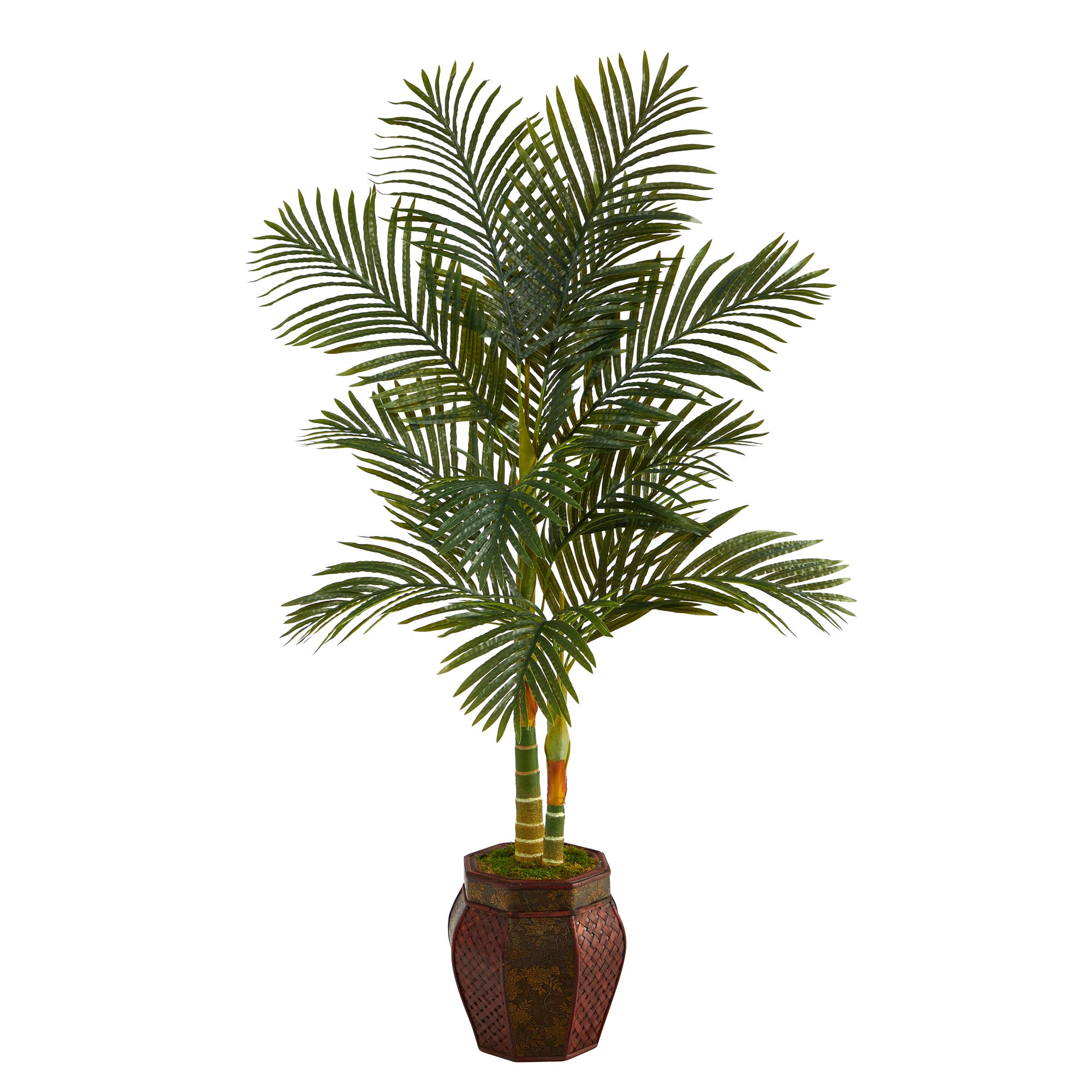 Nearly Natural 5.5ft Golden Cane Artificial Palm Tree in Decorative Planter - Realistic Fake Indoor Plant for Home, Office, Living Room Decor - Perfect for Tropical Theme, Wedding, Party & Commercial Spaces