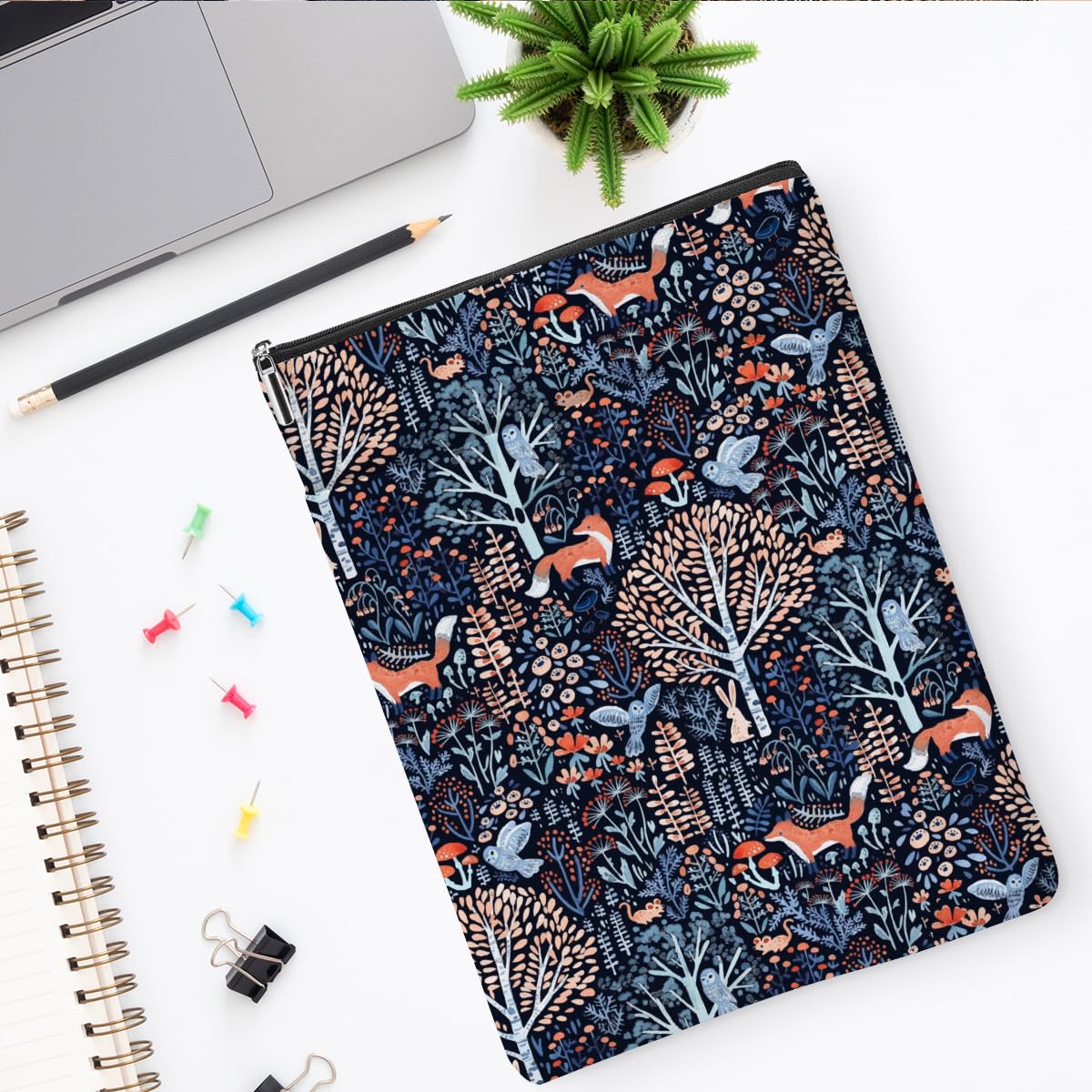 Fox Printed Book Sleeve with Zipper - Washable Book Cover Protector for Hardcover & Paperback - Perfect Gift for Book Lovers, Teachers & Students - Ideal for Reading, Travel & School Use