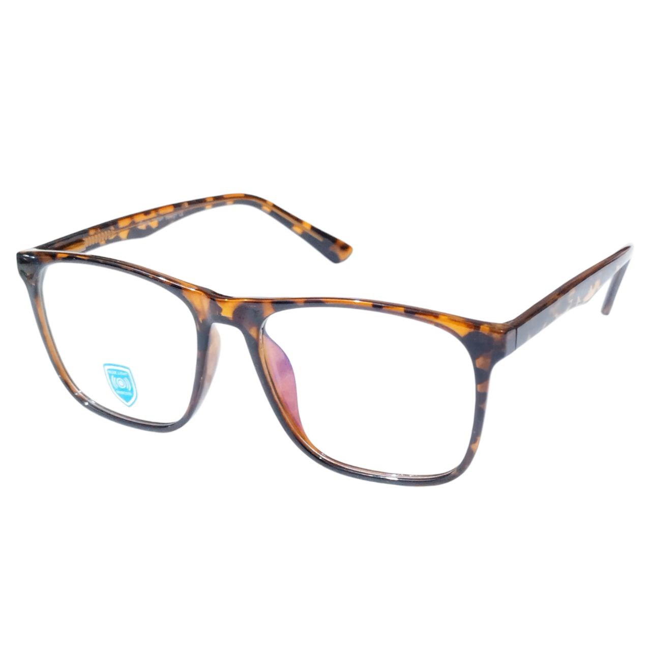 Square Full Frame Blue Light Blocking Glasses - Amber Brown Finish for Computer, Gaming & Digital Eye Strain Relief