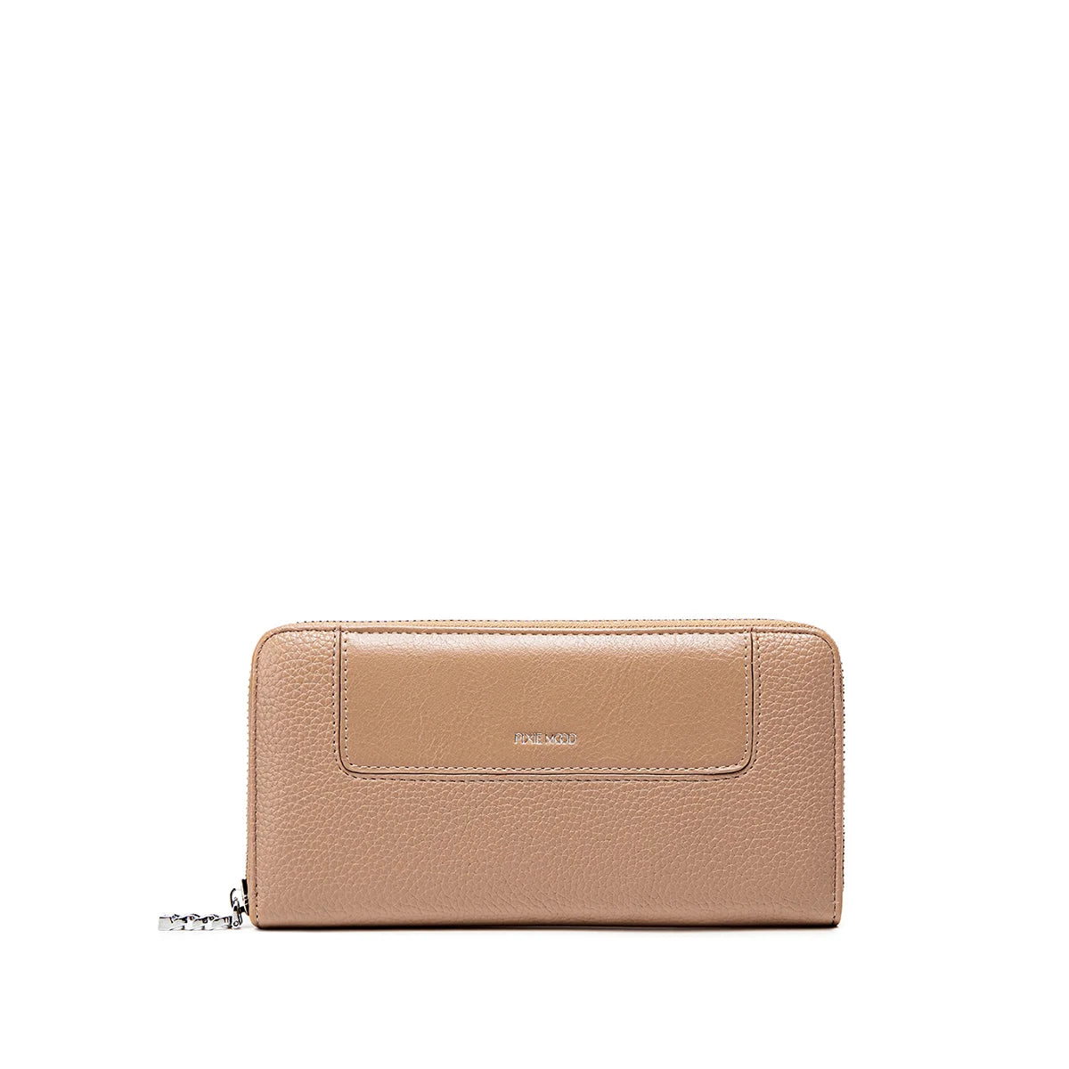 Mae Zip Wallet in Latte Pebbled Leather - Stylish & Secure Compact Wallet for Everyday Use, Travel, and Business