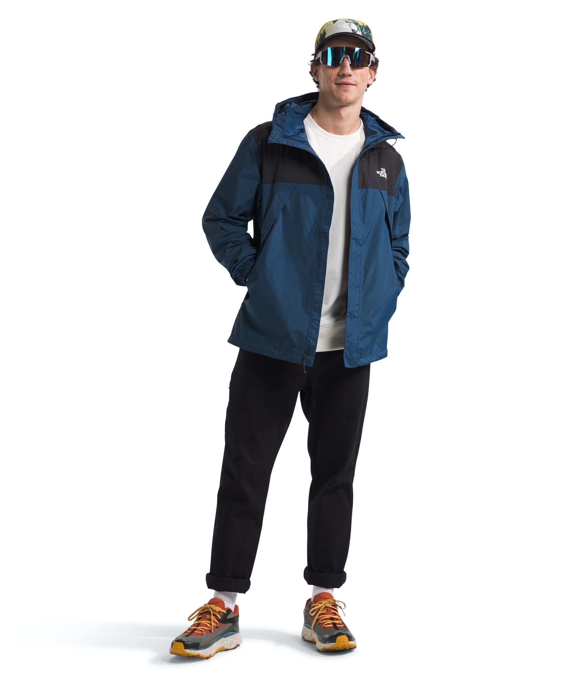 The North Face Men's Antora Jacket - Waterproof Windproof Hiking Jacket for Outdoor Adventures (Standard & Big Sizes, Shady Blue/TNF Black, Medium) - Perfect for Camping, Hiking & Winter Sports